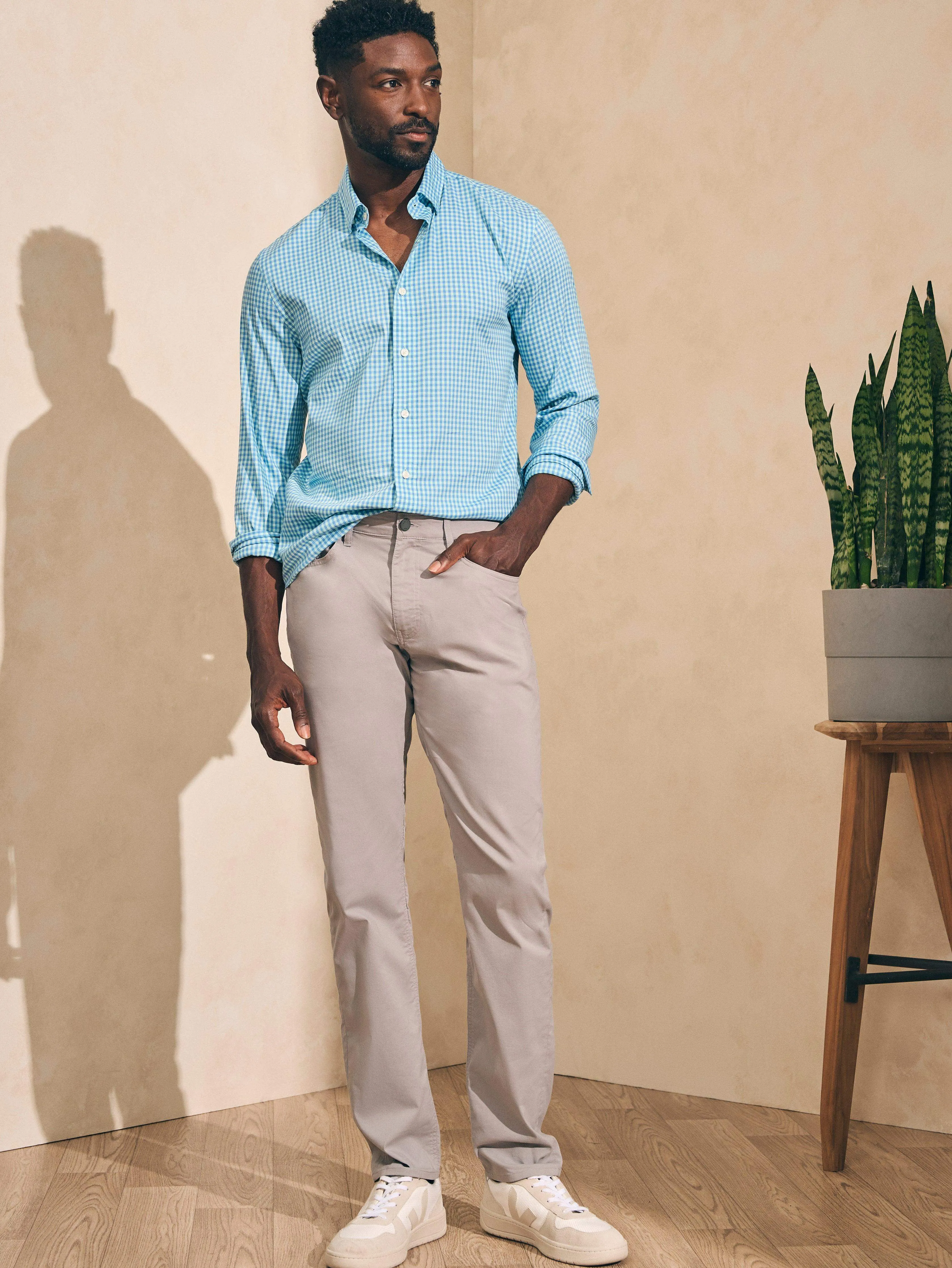 Movement™ Shirt - Sea Breeze Gingham sold by Faherty product image thumbnail 5