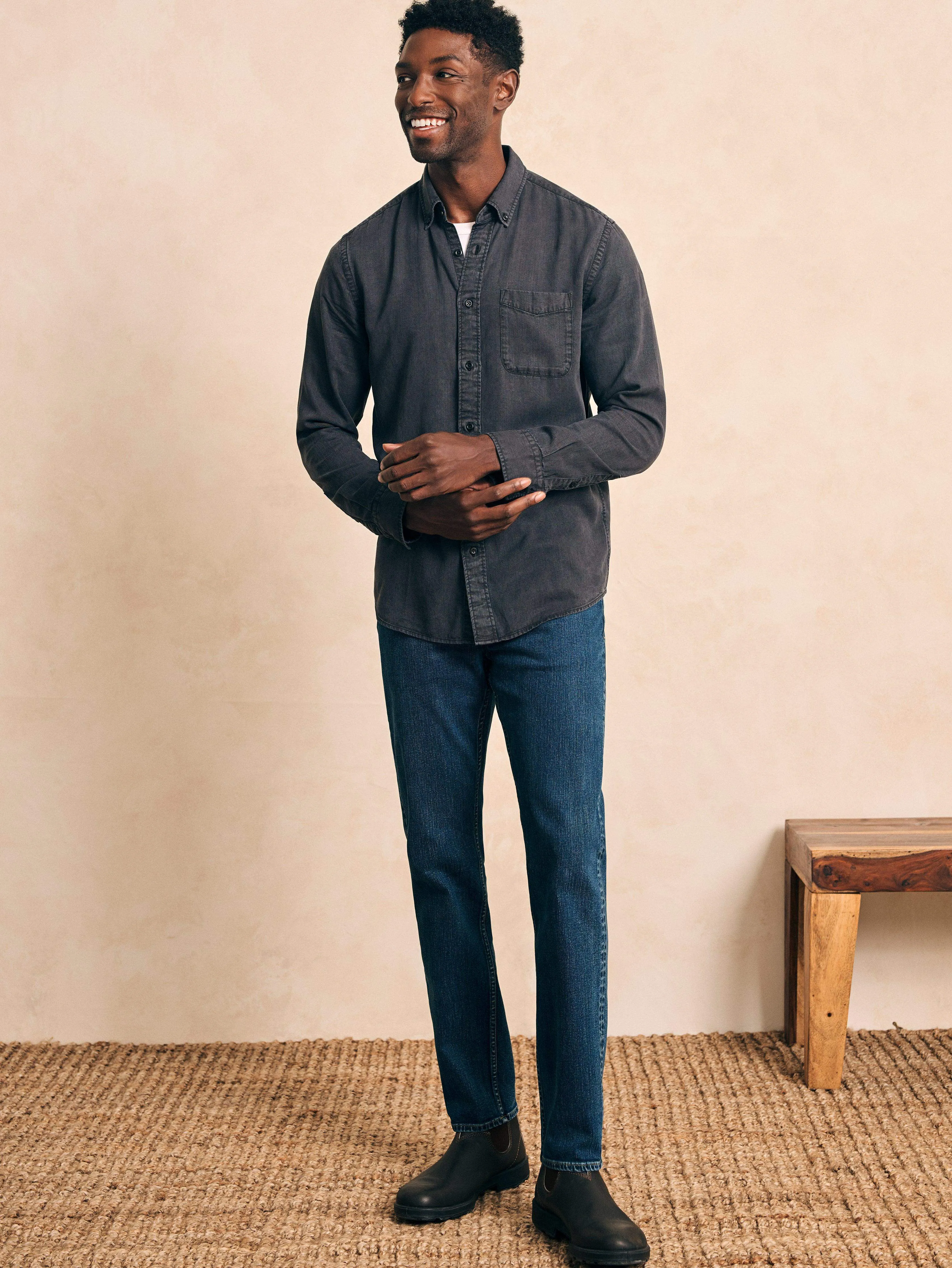 Tried & True Chambray Shirt - Durango Black sold by Faherty product image thumbnail 4