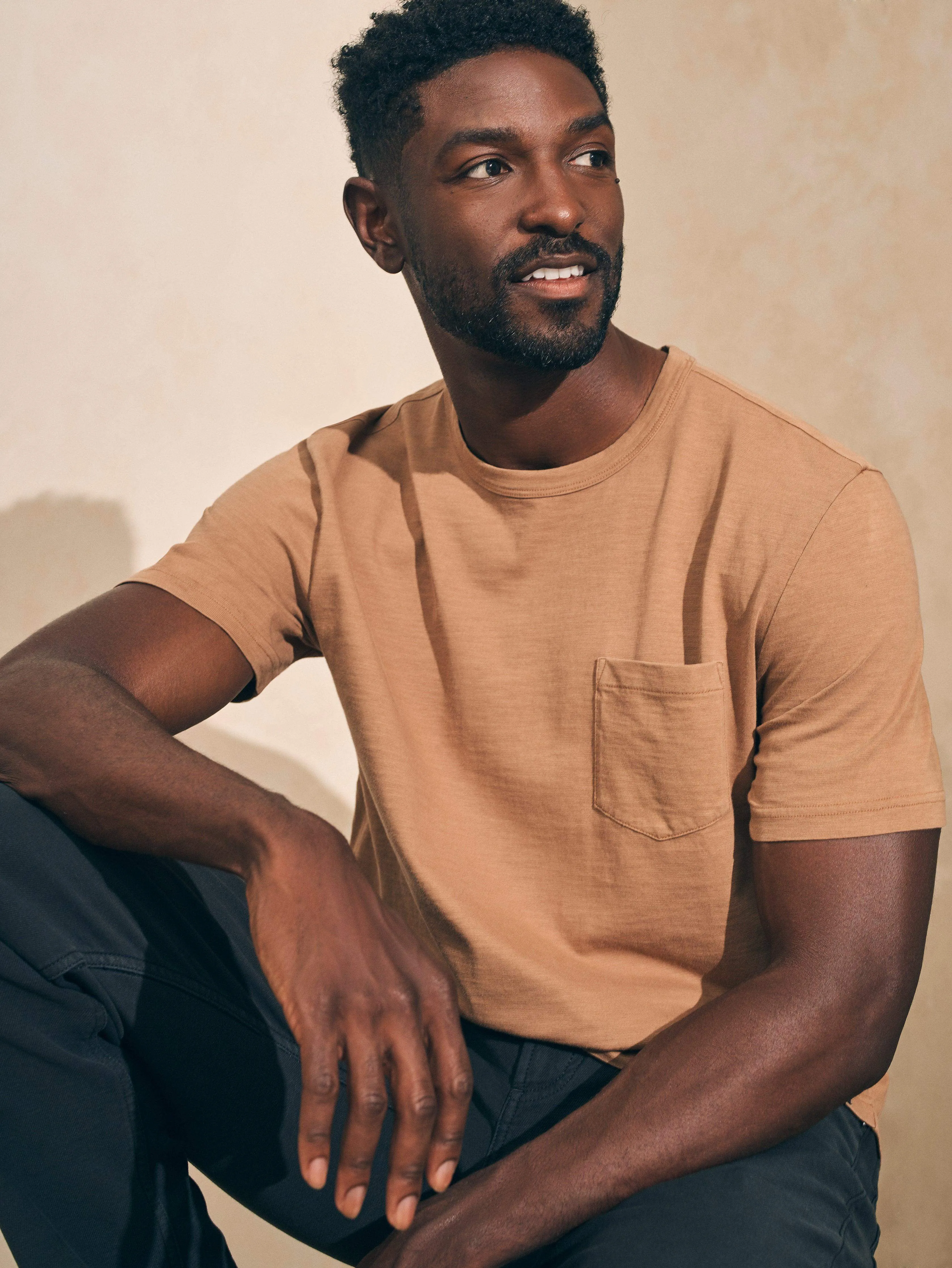 Sunwashed Pocket Tee - Walnut sold by Faherty product image thumbnail 2