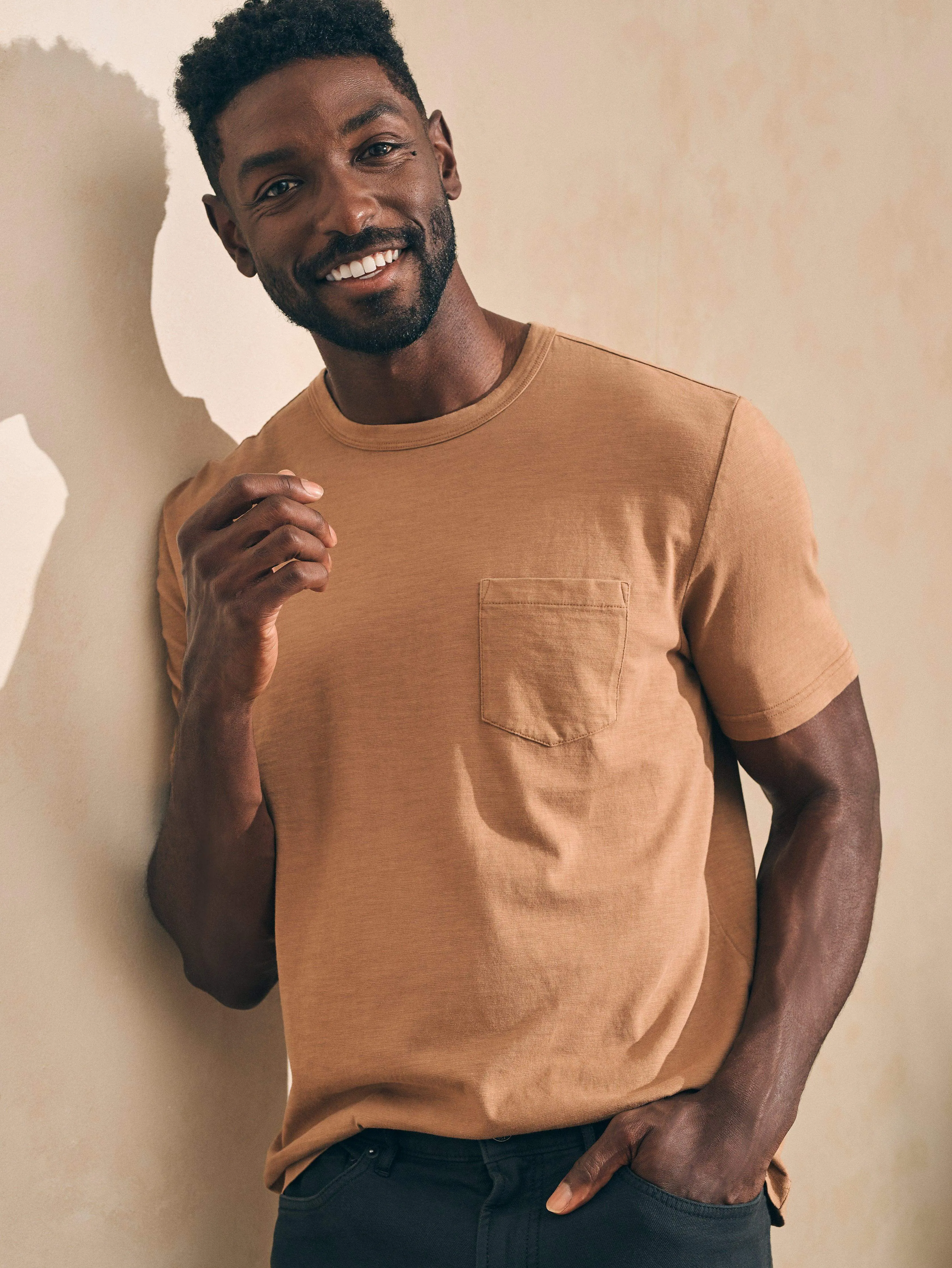 Sunwashed Pocket Tee - Walnut sold by Faherty