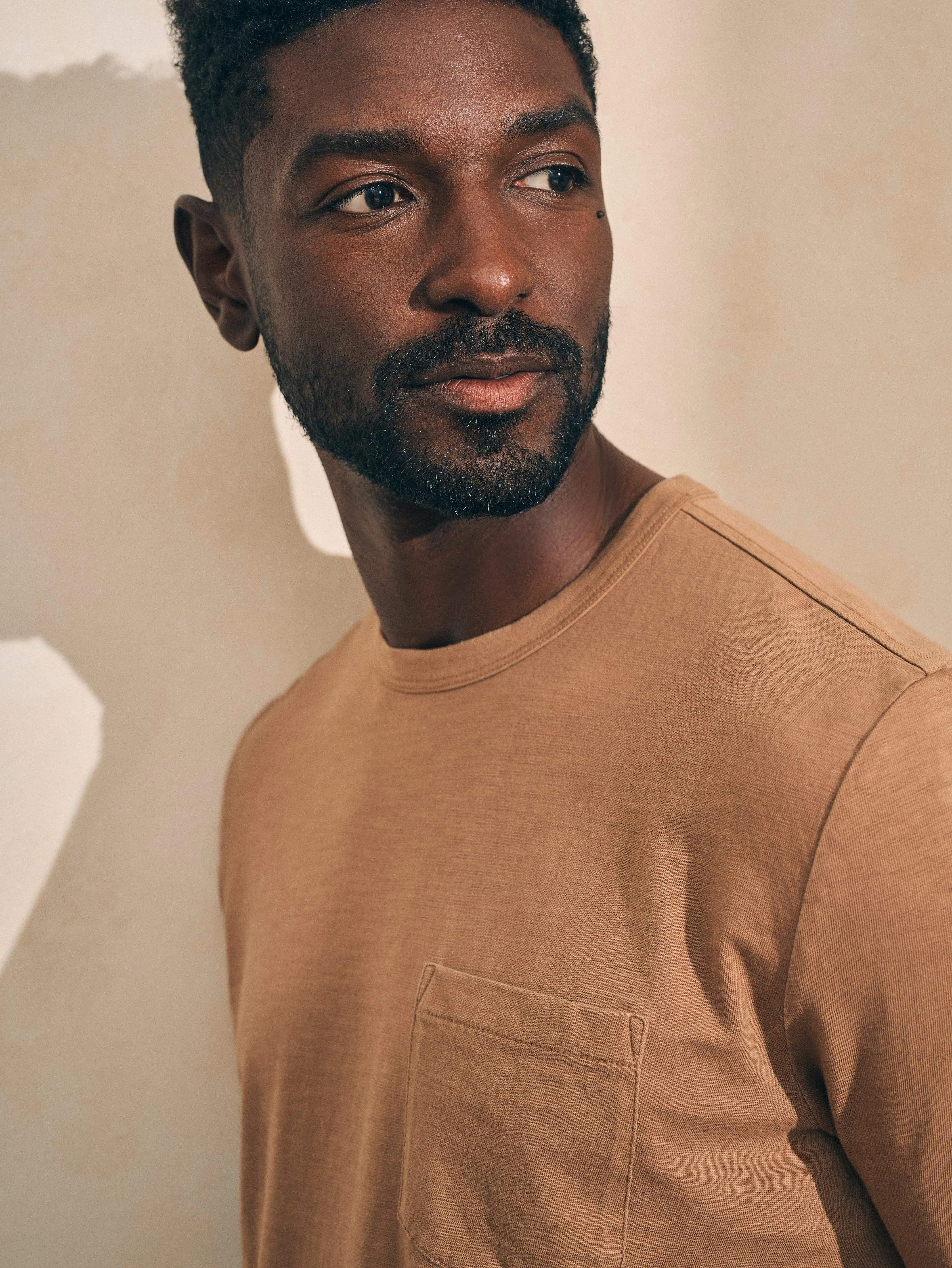 Sunwashed Pocket Tee - Walnut sold by Faherty product image thumbnail 3