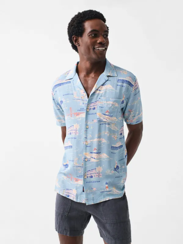 Short-Sleeve Kona Camp Shirt - Faherty Tour Print sold by Faherty
