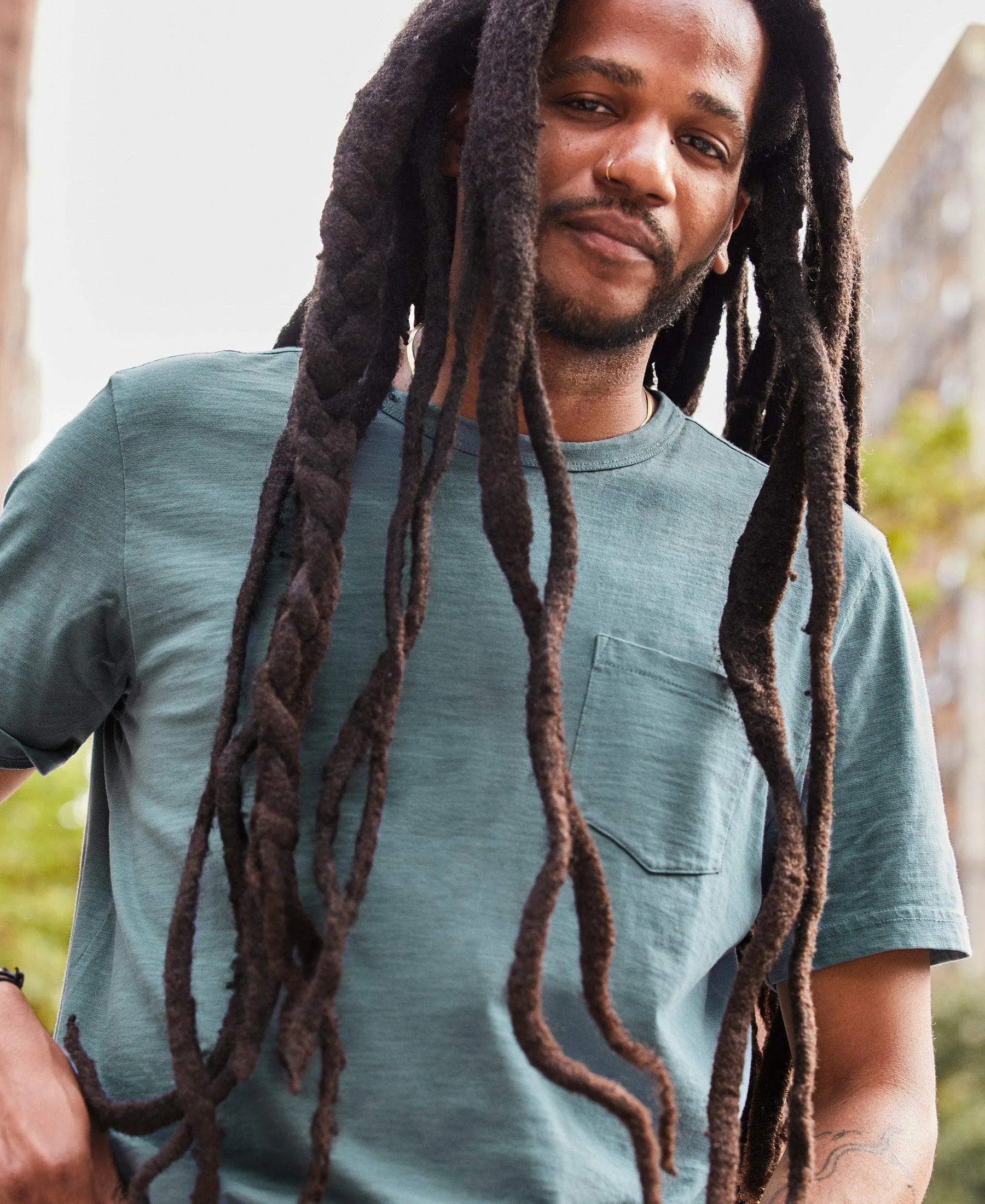 Sunwashed Pocket Tee - Deep Jade sold by Faherty