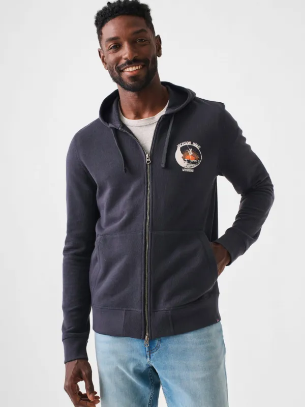 Jackson Hole Terry Zip Hoodie - Washed Black sold by Faherty