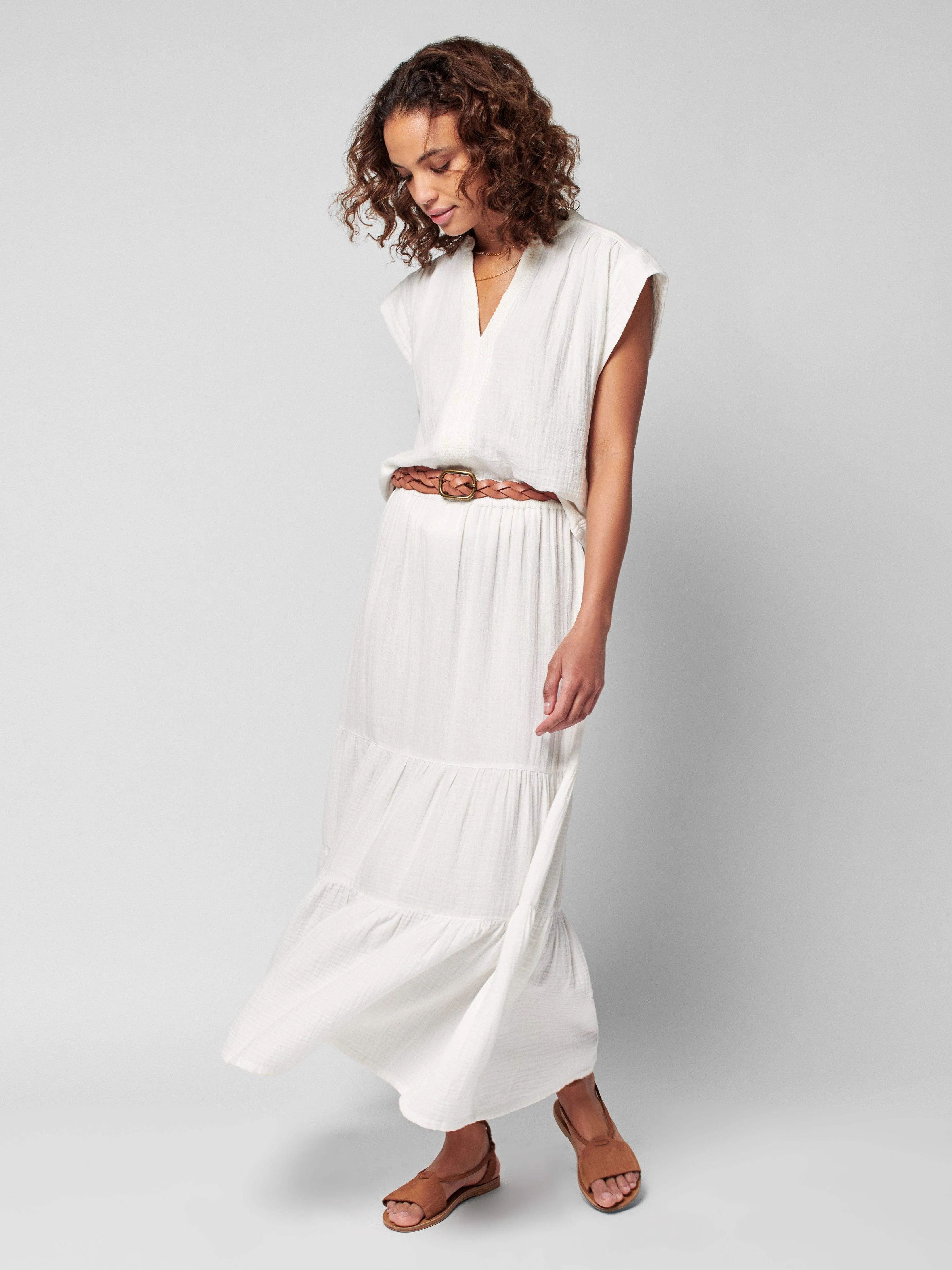Dream Cotton Gauze Valentina Tiered Skirt - White sold by Faherty product image thumbnail 2
