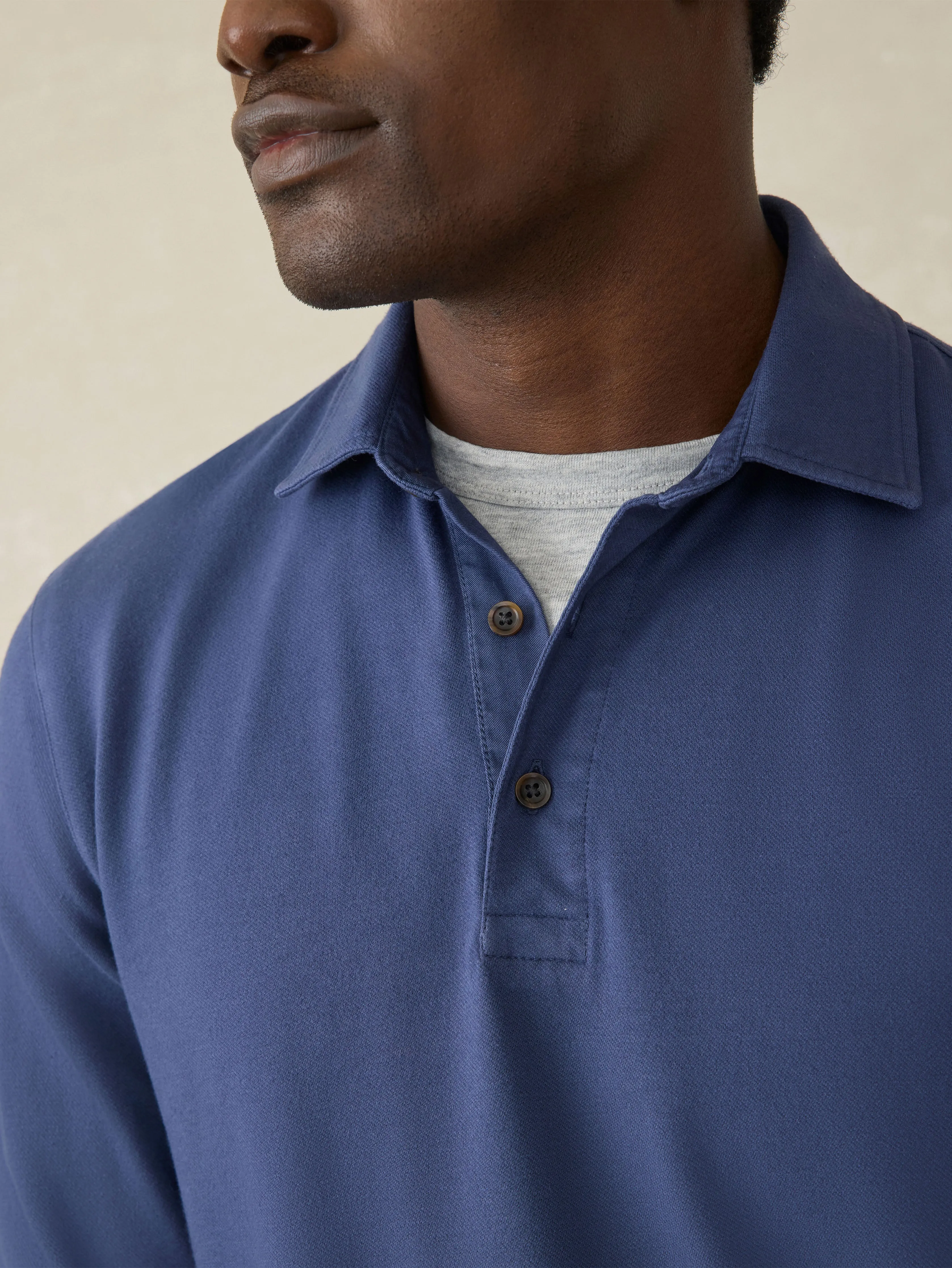 Long-Sleeve Field Knit Polo - Blue Nights sold by Faherty product image thumbnail 2