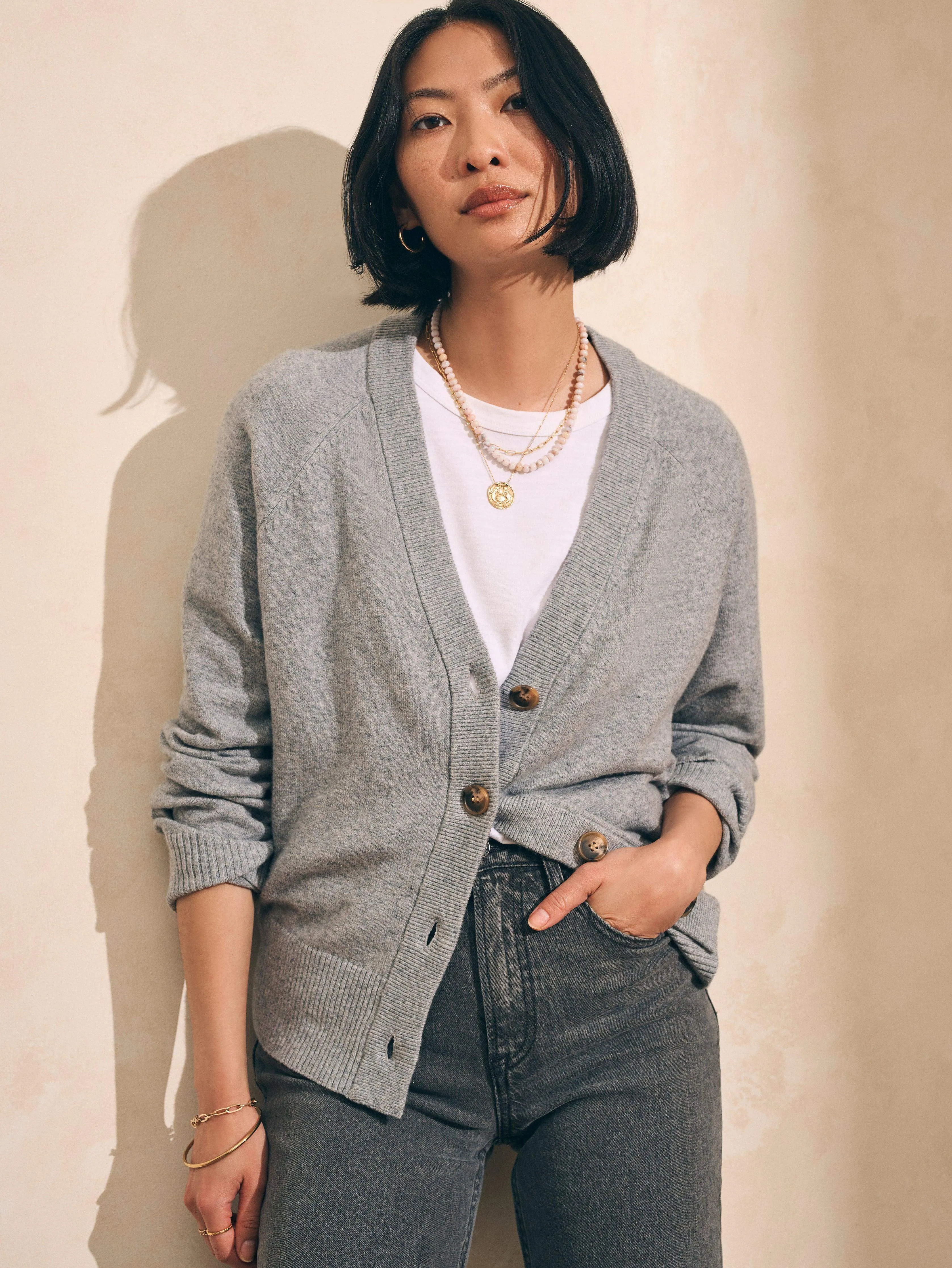 Jackson Cardigan - Grey Heather sold by Faherty product image thumbnail 3