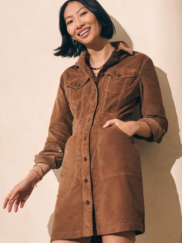 Stretch Cord Michelle Dress - Cord Brown sold by Faherty