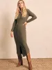Legend™ Sweater Maxi Dress - Olive Melange Twill sold by Faherty