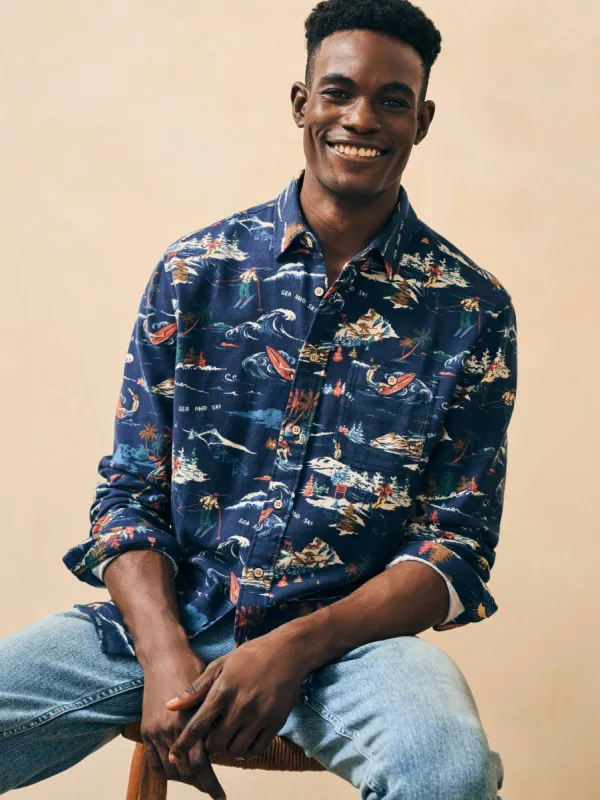 Super Brushed Flannel - Navy Sea To Ski sold by Faherty