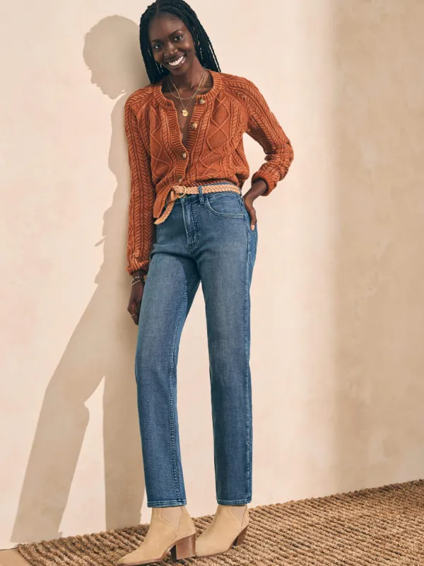 Stretch Terry Indigo 5-Pocket Pant - Riverton Wash sold by Faherty