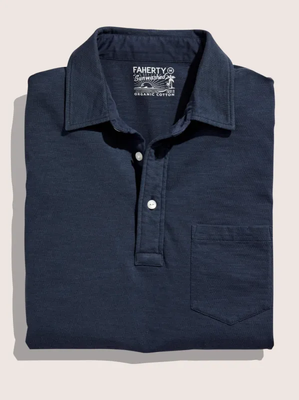 Sunwashed T-Shirt Polo - Dune Navy sold by Faherty