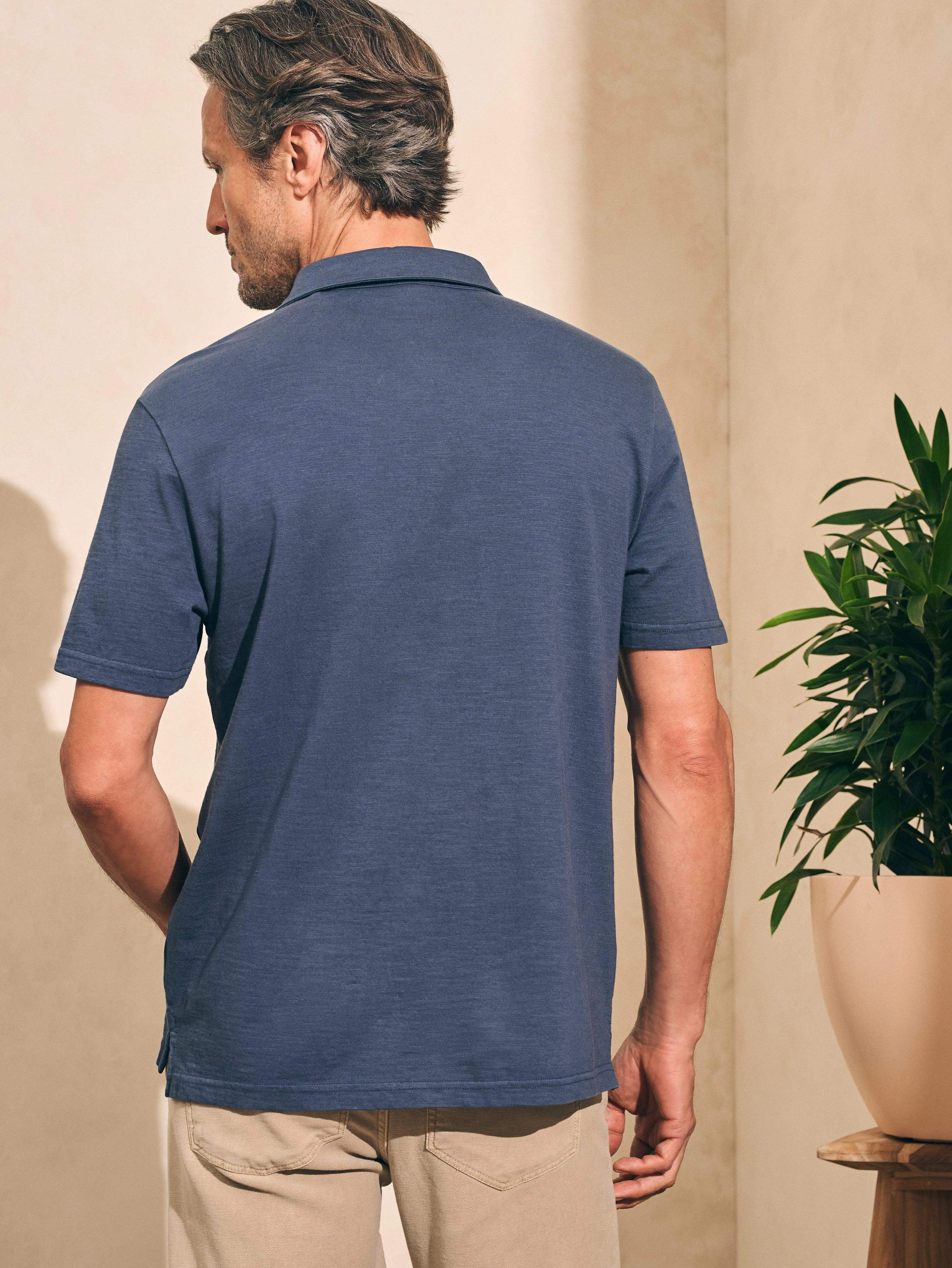 Sunwashed T-Shirt Polo - Dune Navy sold by Faherty product image thumbnail 5
