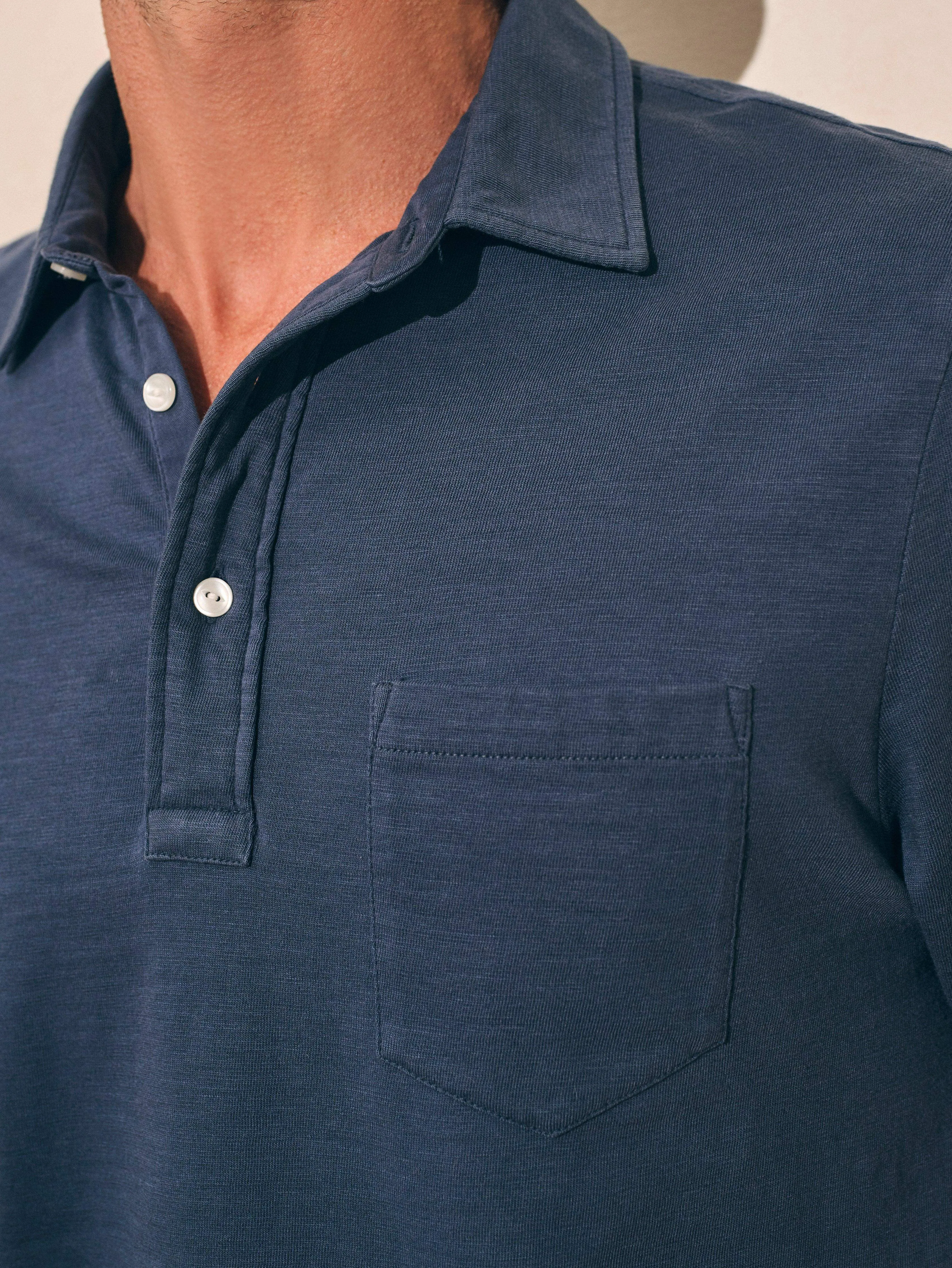 Sunwashed T-Shirt Polo - Dune Navy sold by Faherty product image thumbnail 3