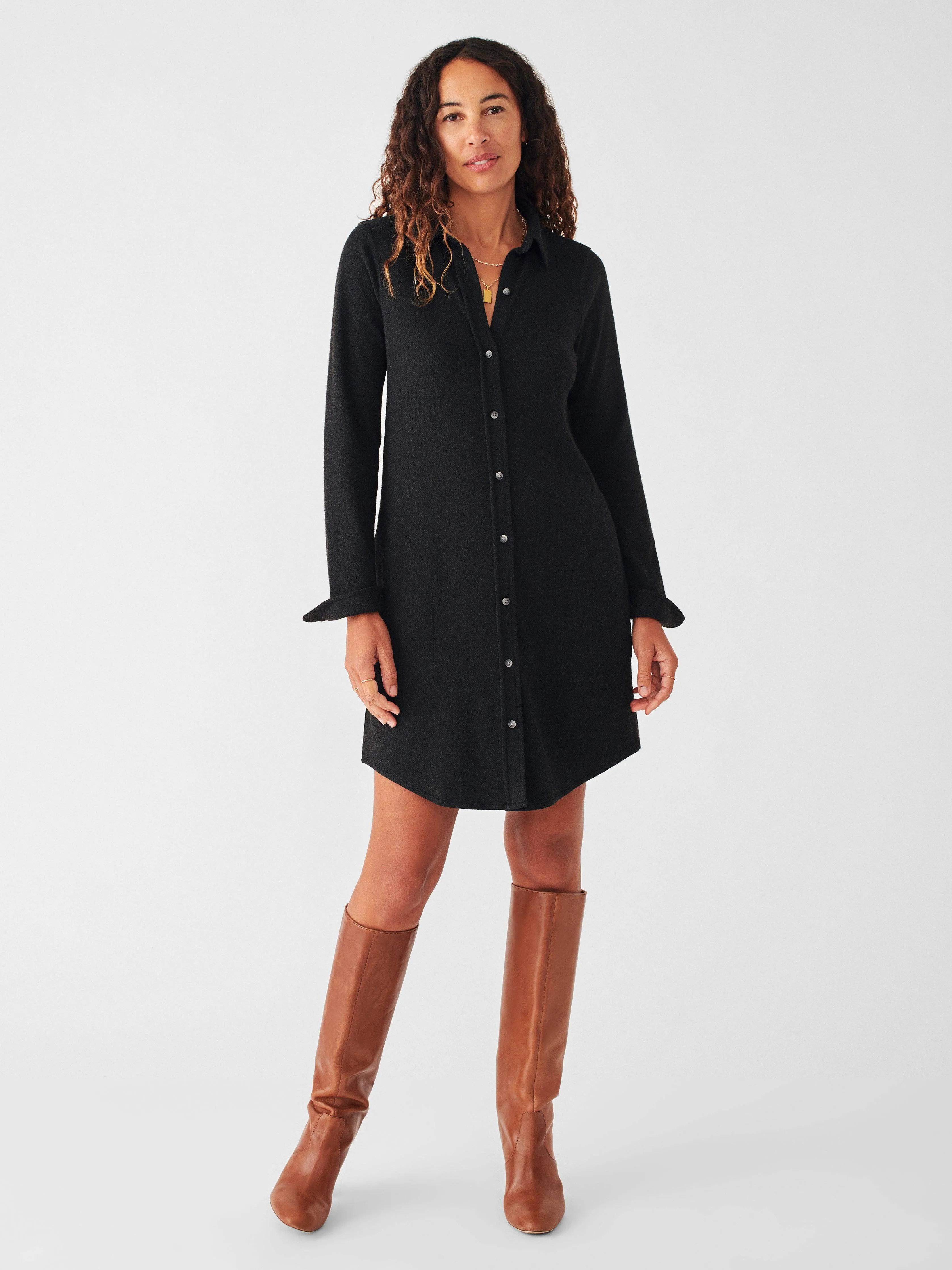 Legend™ Sweater Dress - Heathered Black Twill sold by Faherty