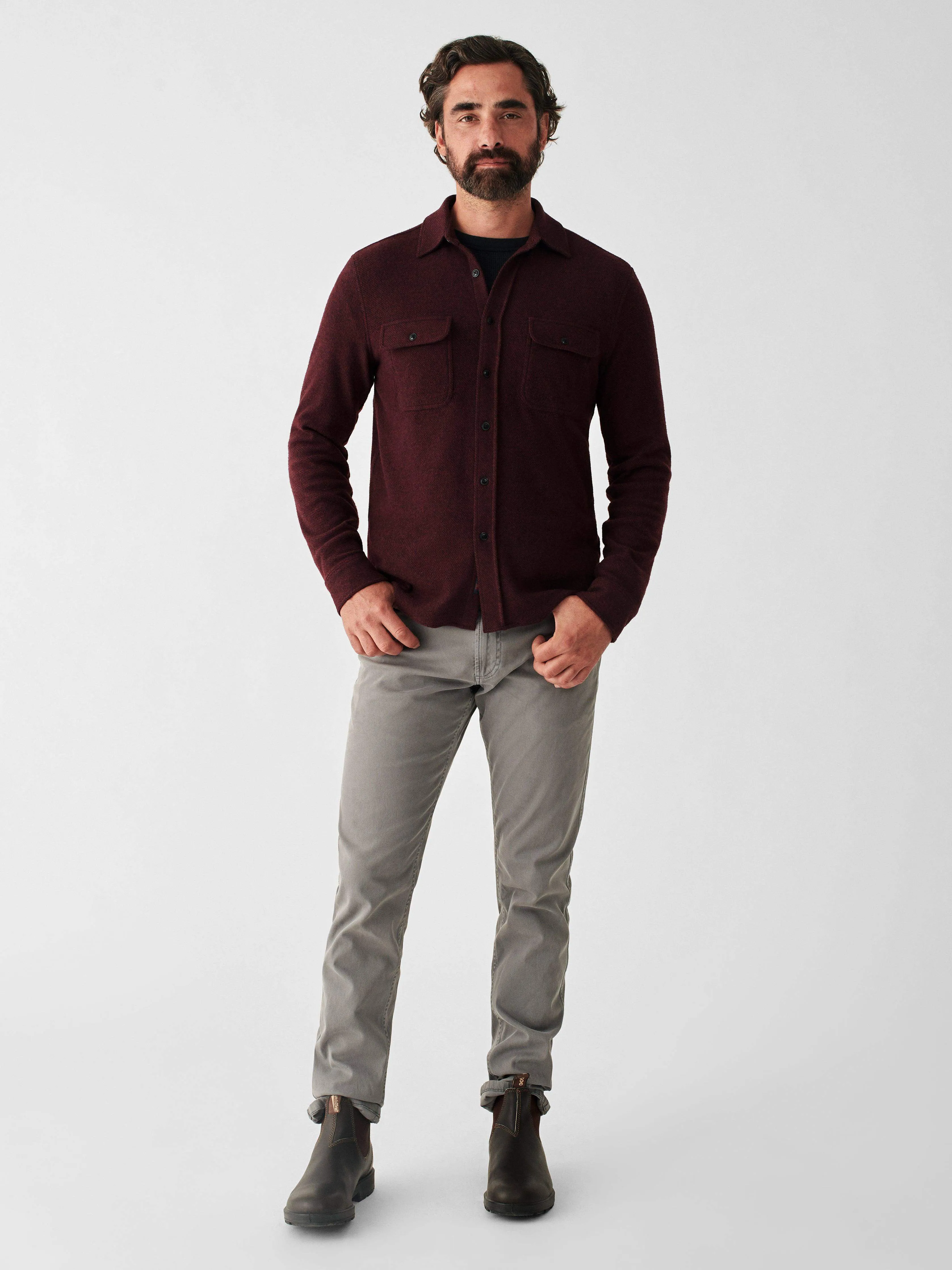 Legend™ Sweater Shirt - Burgundy Black Twill sold by Faherty product image thumbnail 3
