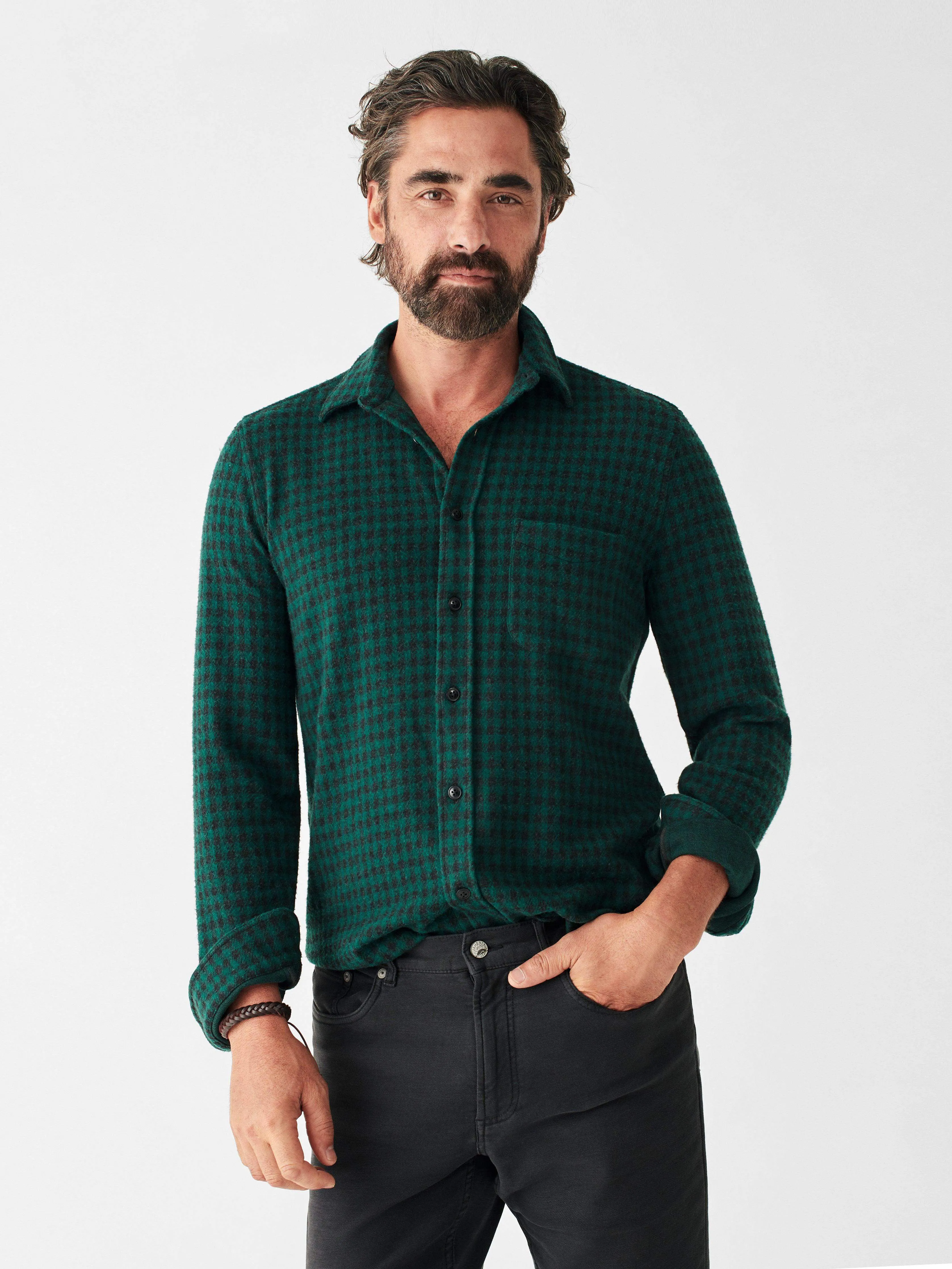 Legend™ Sweater Shirt - Forest Charcoal Gingham sold by Faherty