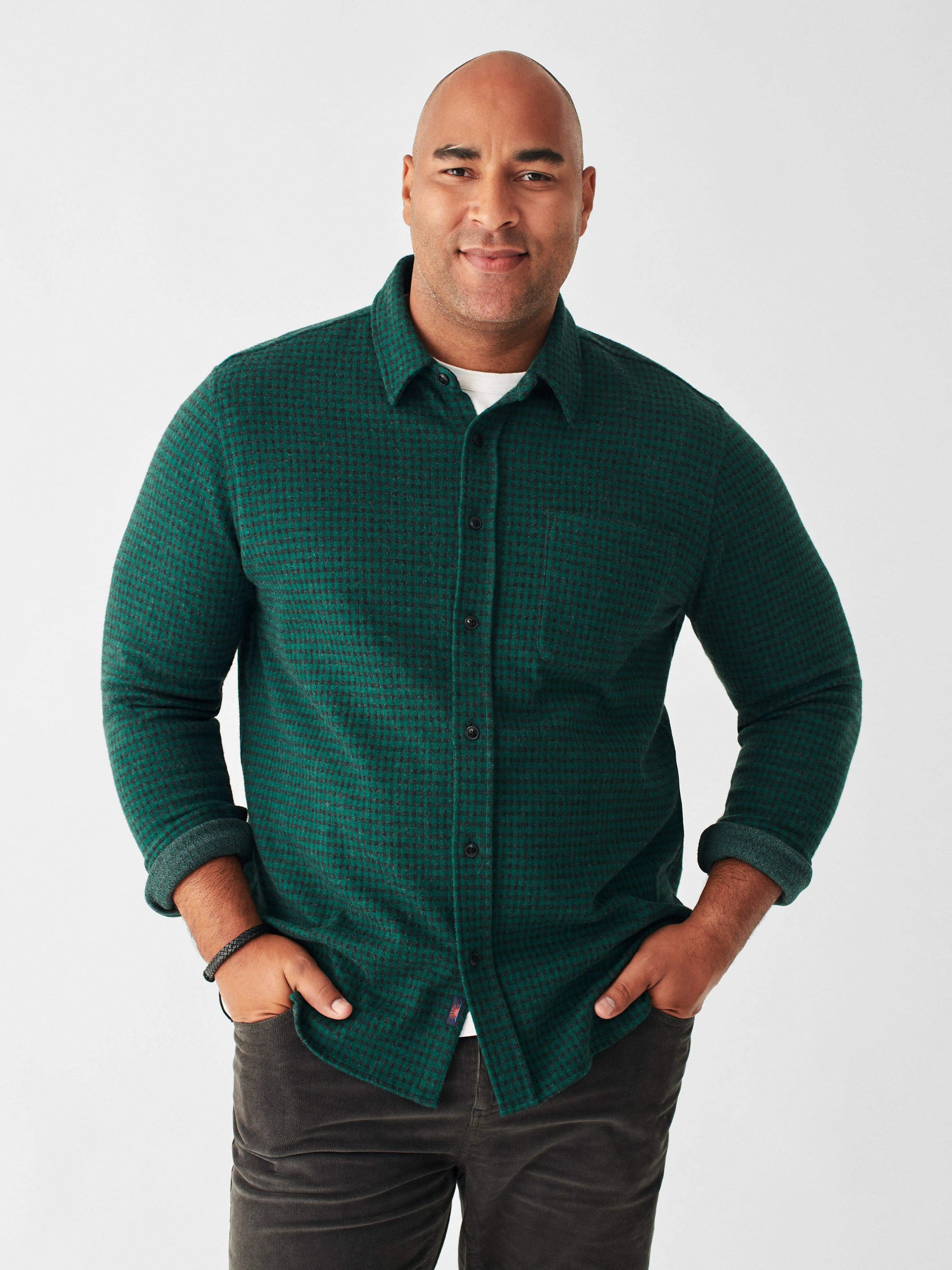 Legend™ Sweater Shirt - Forest Charcoal Gingham sold by Faherty product image thumbnail 3