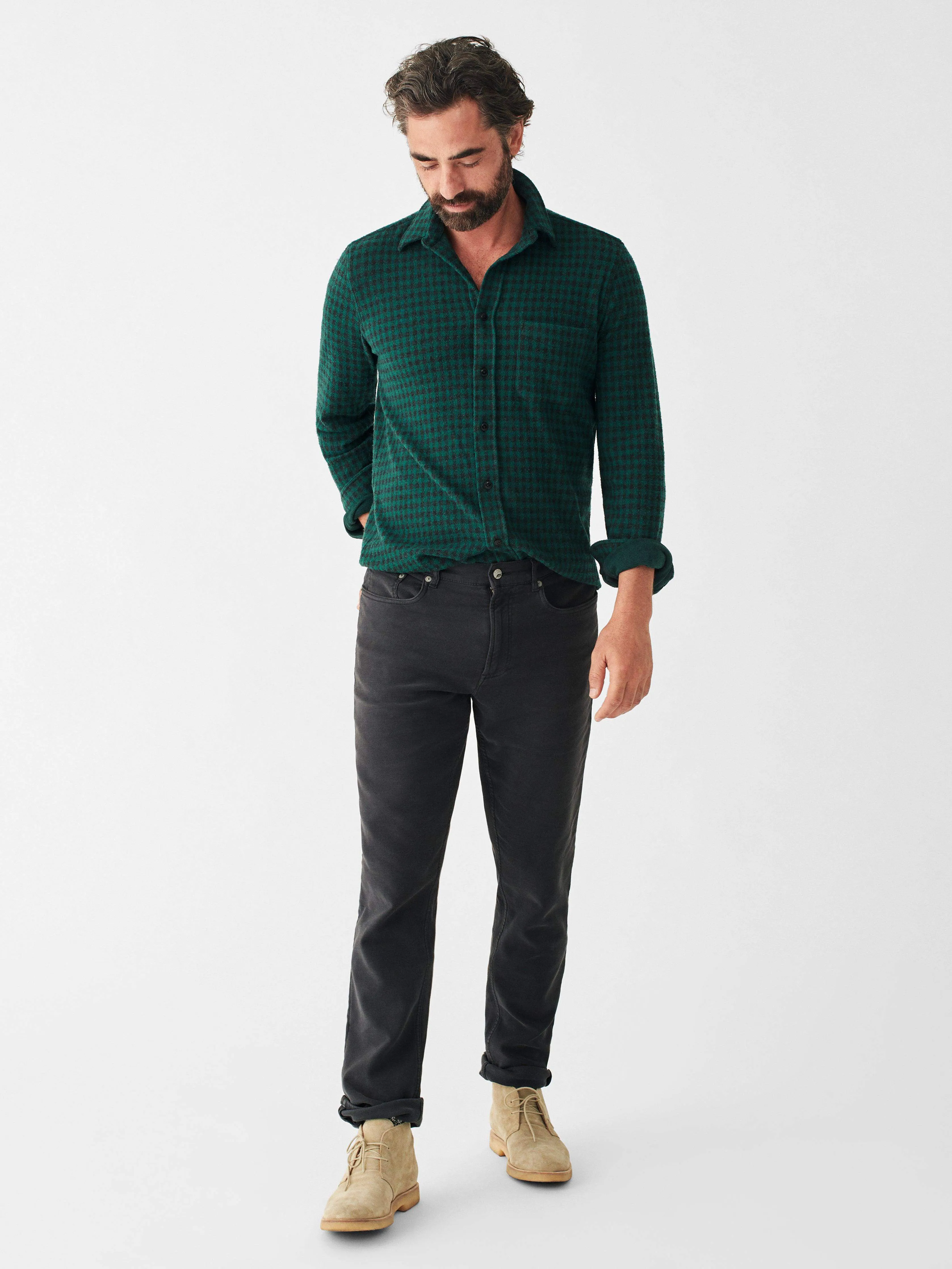 Legend™ Sweater Shirt - Forest Charcoal Gingham sold by Faherty product image thumbnail 4