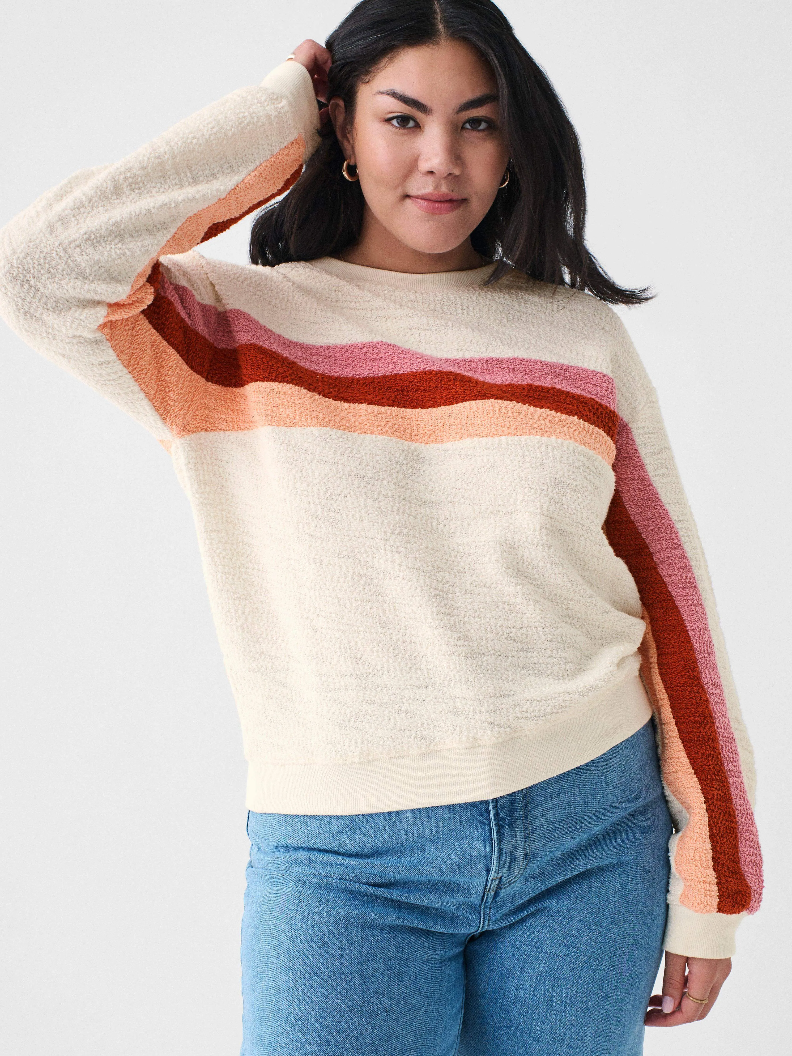 Vista Stripe Pullover - Peach Nectar Multi sold by Faherty product image thumbnail 5