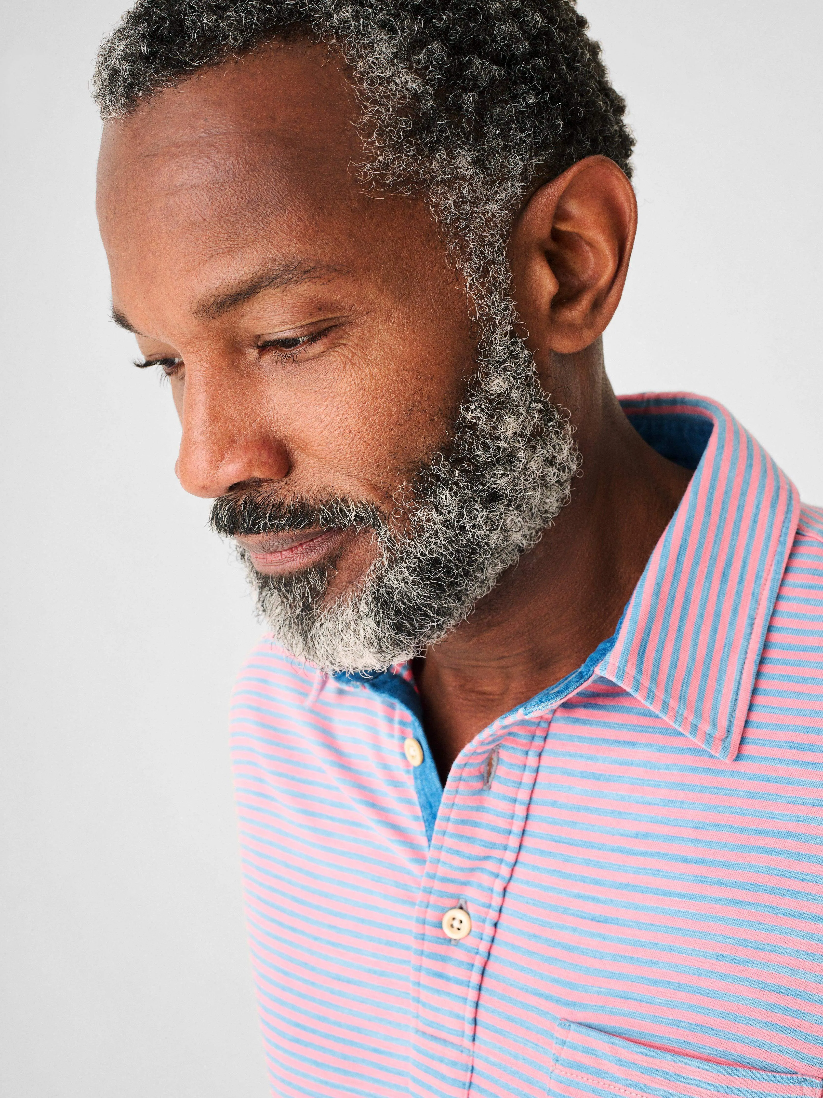 Short-Sleeve Indigo Polo Shirt - Salt Wash Pink sold by Faherty product image thumbnail 3