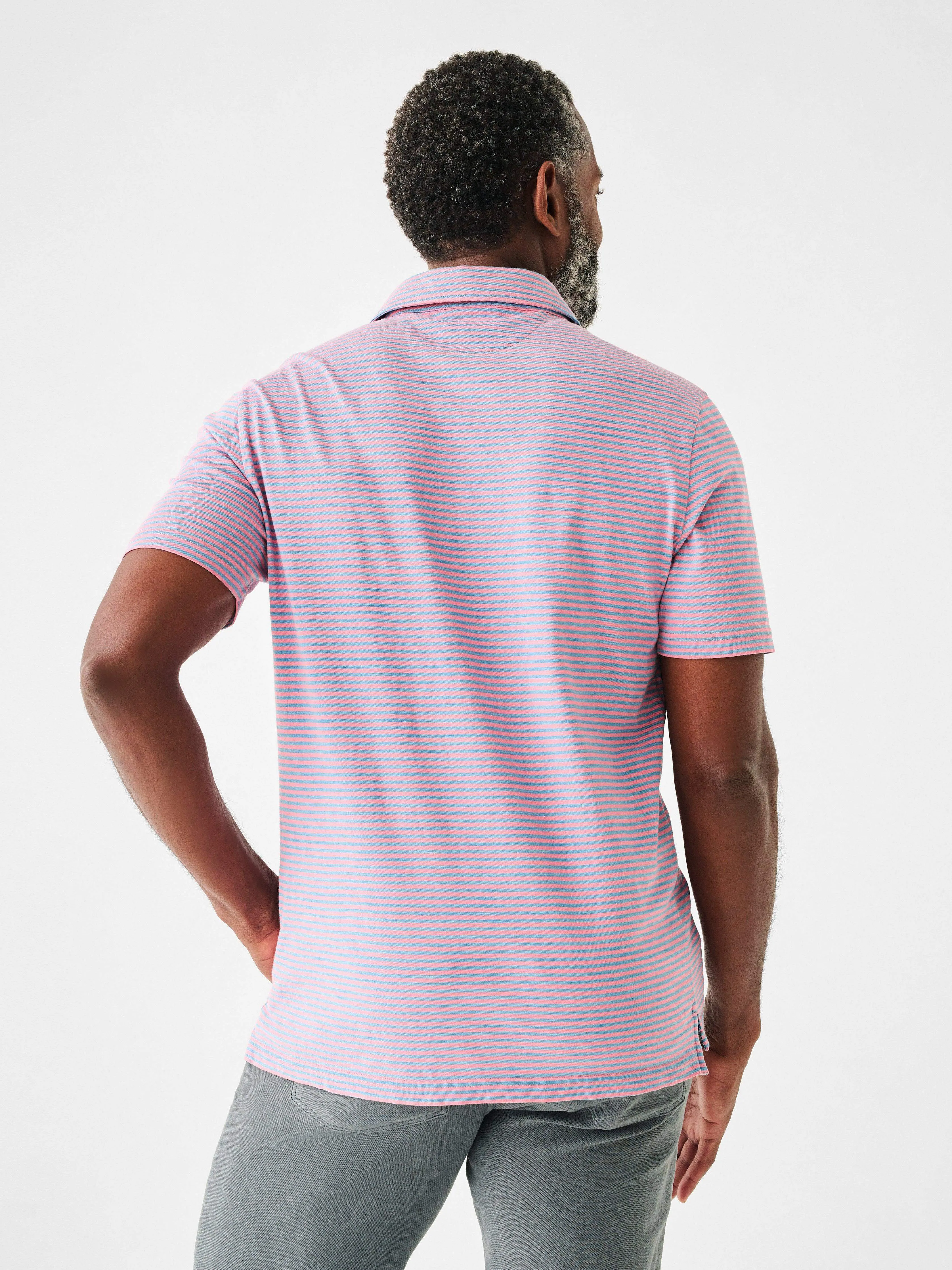 Short-Sleeve Indigo Polo Shirt - Salt Wash Pink sold by Faherty product image thumbnail 5