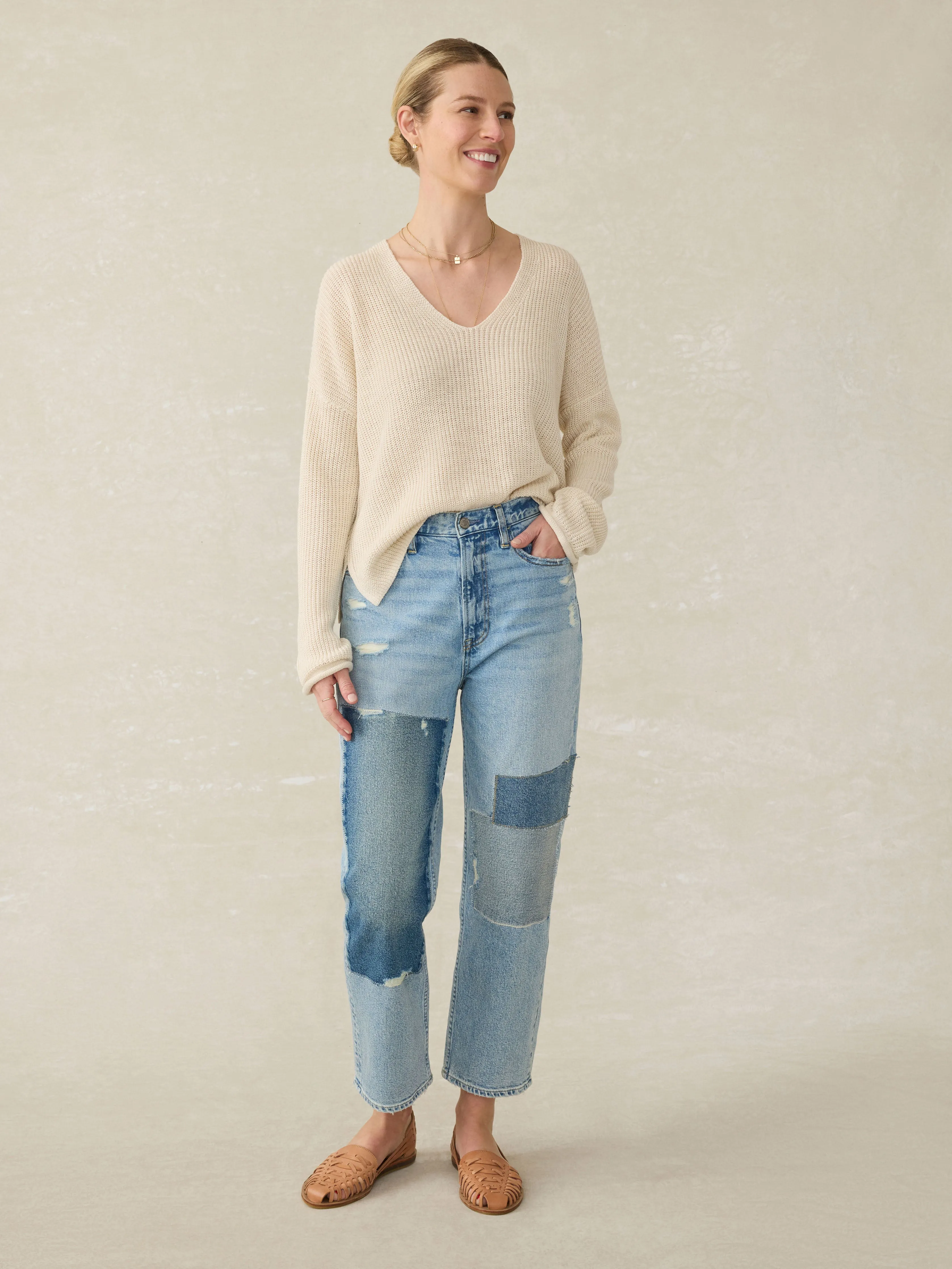 90s Crop Patchwork Jean - Heirloom Indigo Wash sold by Faherty product image thumbnail 4