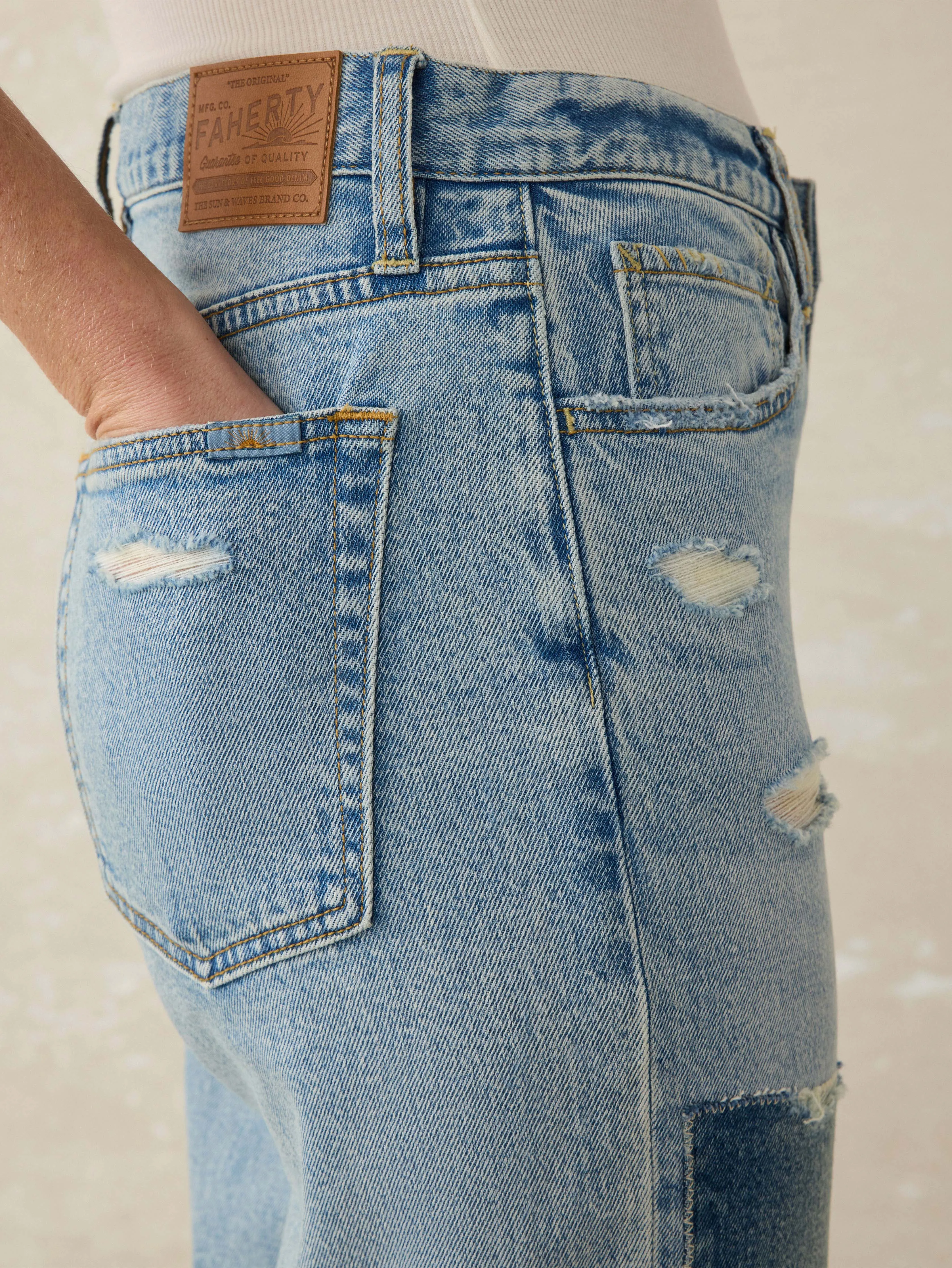 90s Crop Patchwork Jean - Heirloom Indigo Wash sold by Faherty product image thumbnail 3