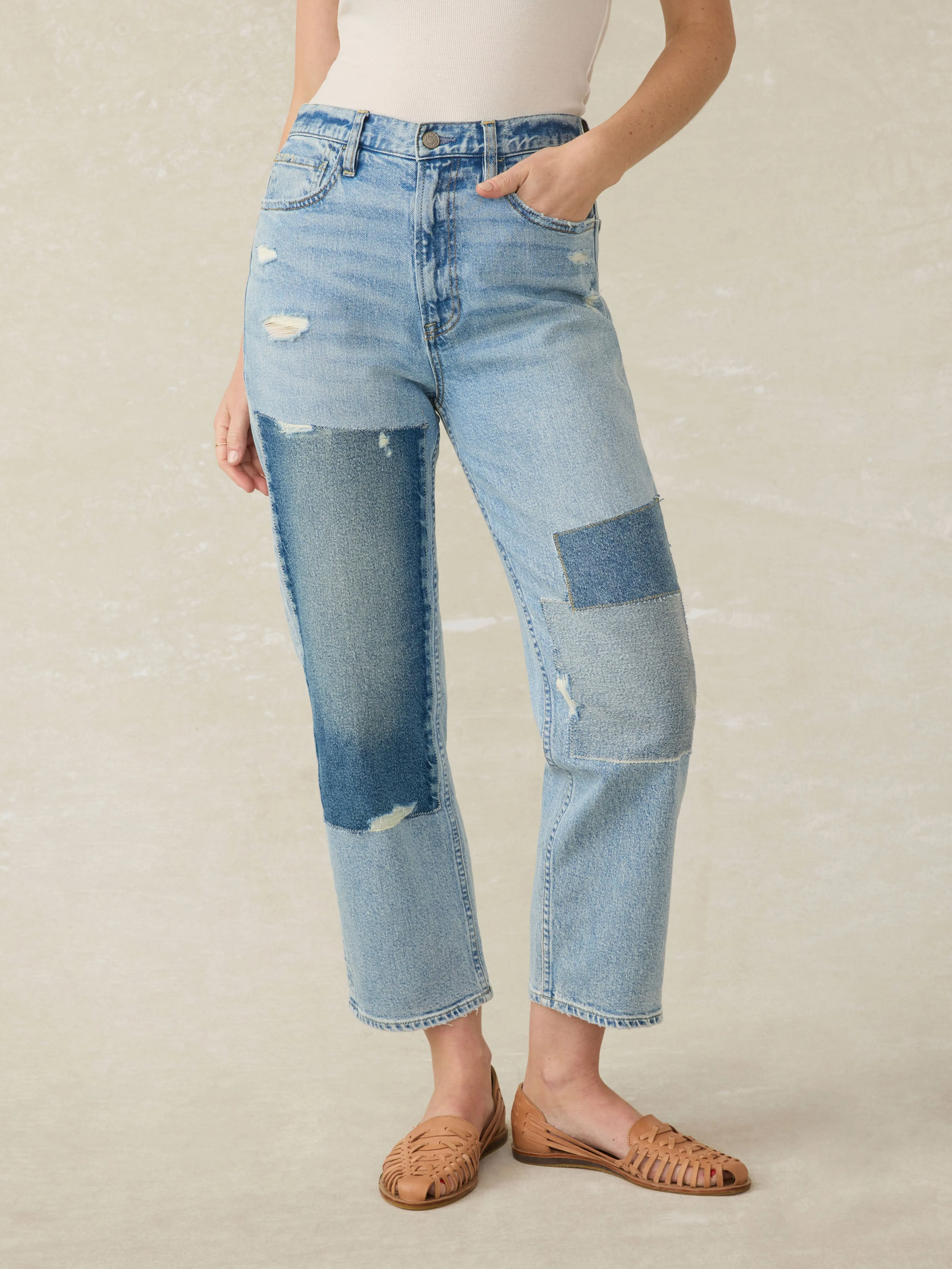 90s Crop Patchwork Jean - Heirloom Indigo Wash sold by Faherty