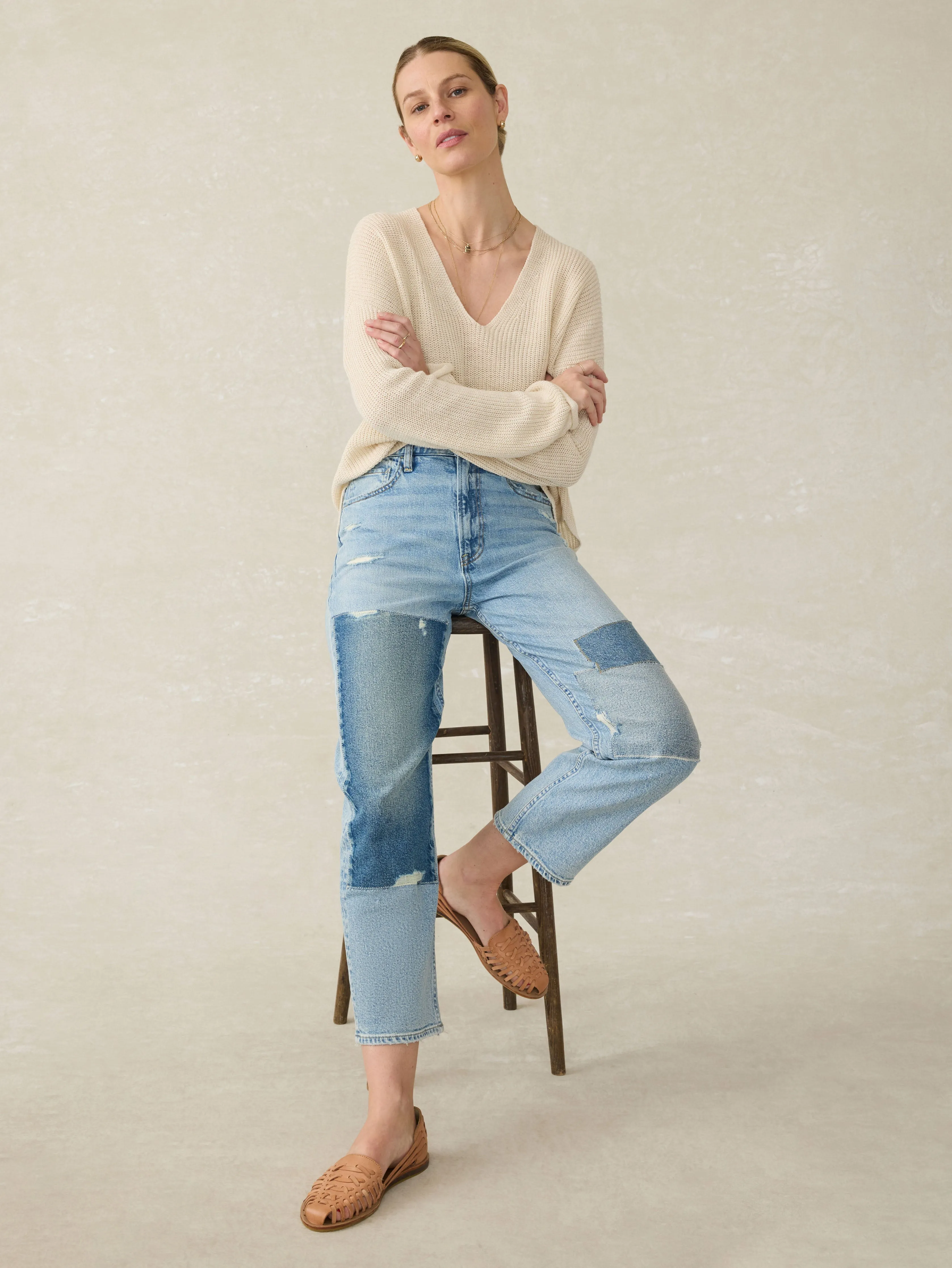 90s Crop Patchwork Jean - Heirloom Indigo Wash sold by Faherty product image thumbnail 2