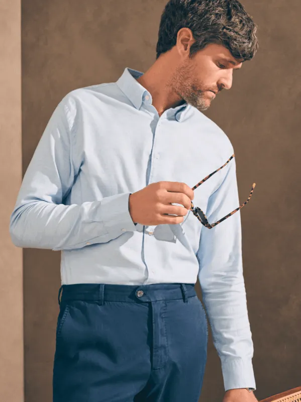 Reserve Stretch Dress Shirt - Light Blue Melange made by Faherty