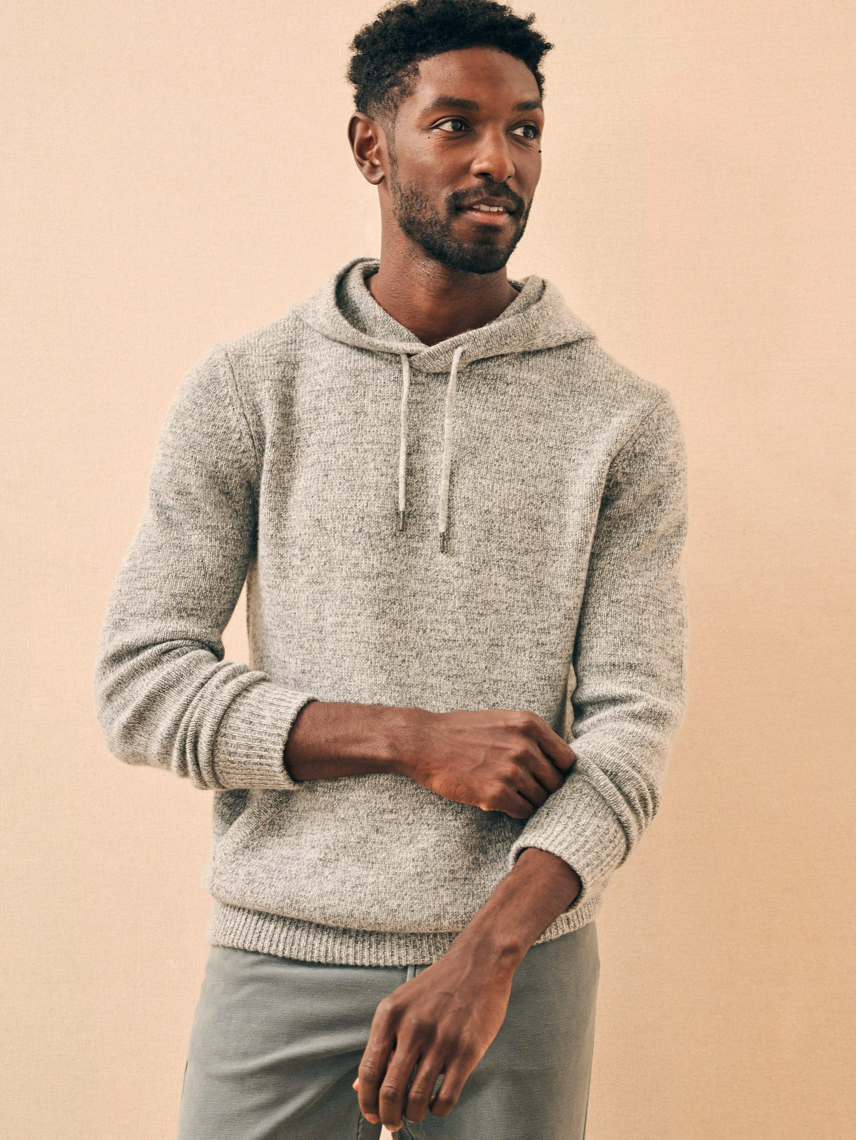 Cashmere Wool Popover Hoodie - Rock Grey Marl sold by Faherty