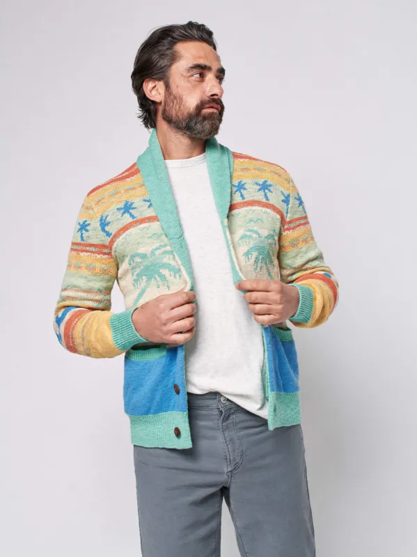 Palm Isle Cardigan - Teal sold by Faherty