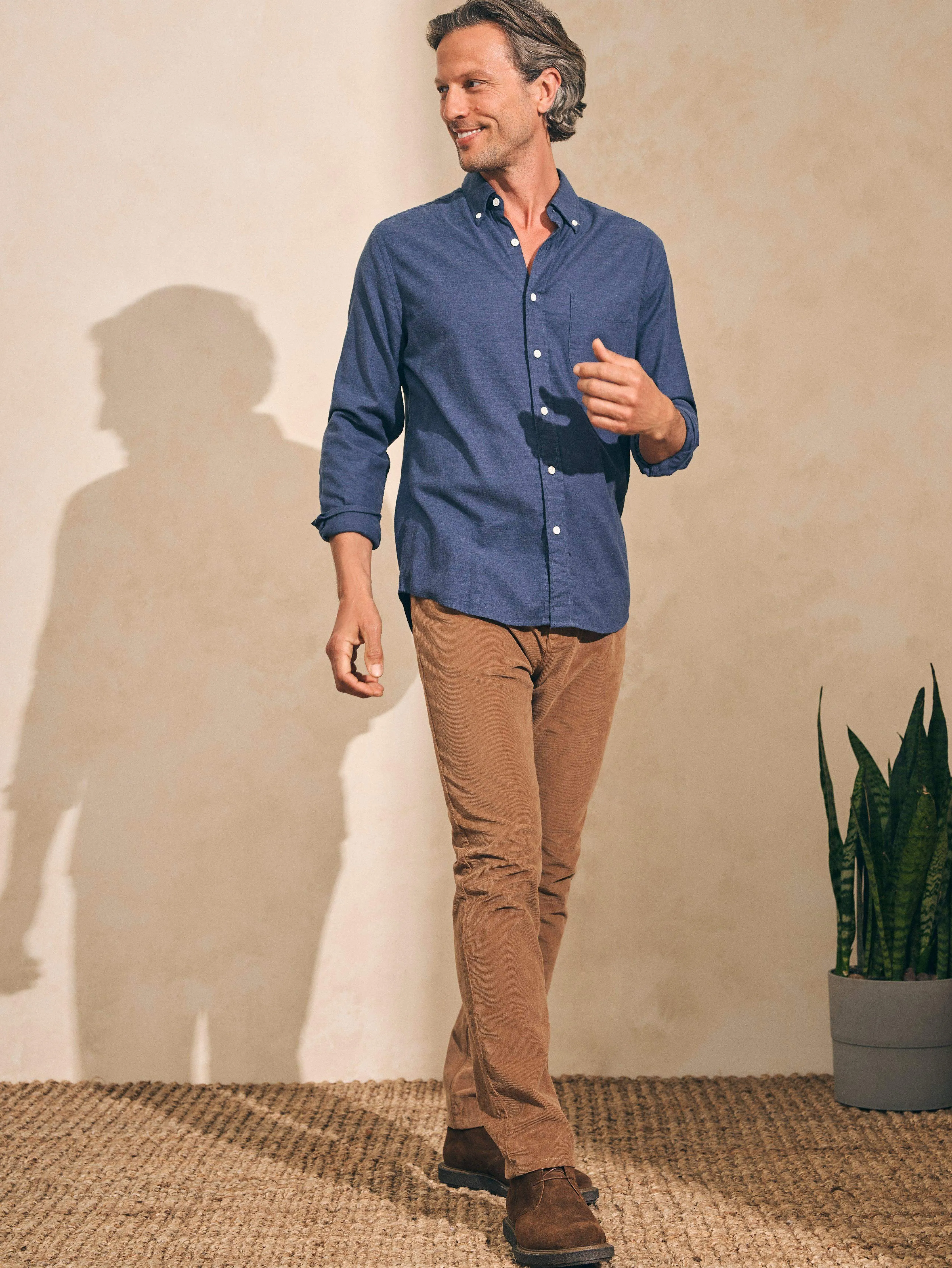 Stretch Oxford Shirt - Navy sold by Faherty product image thumbnail 3