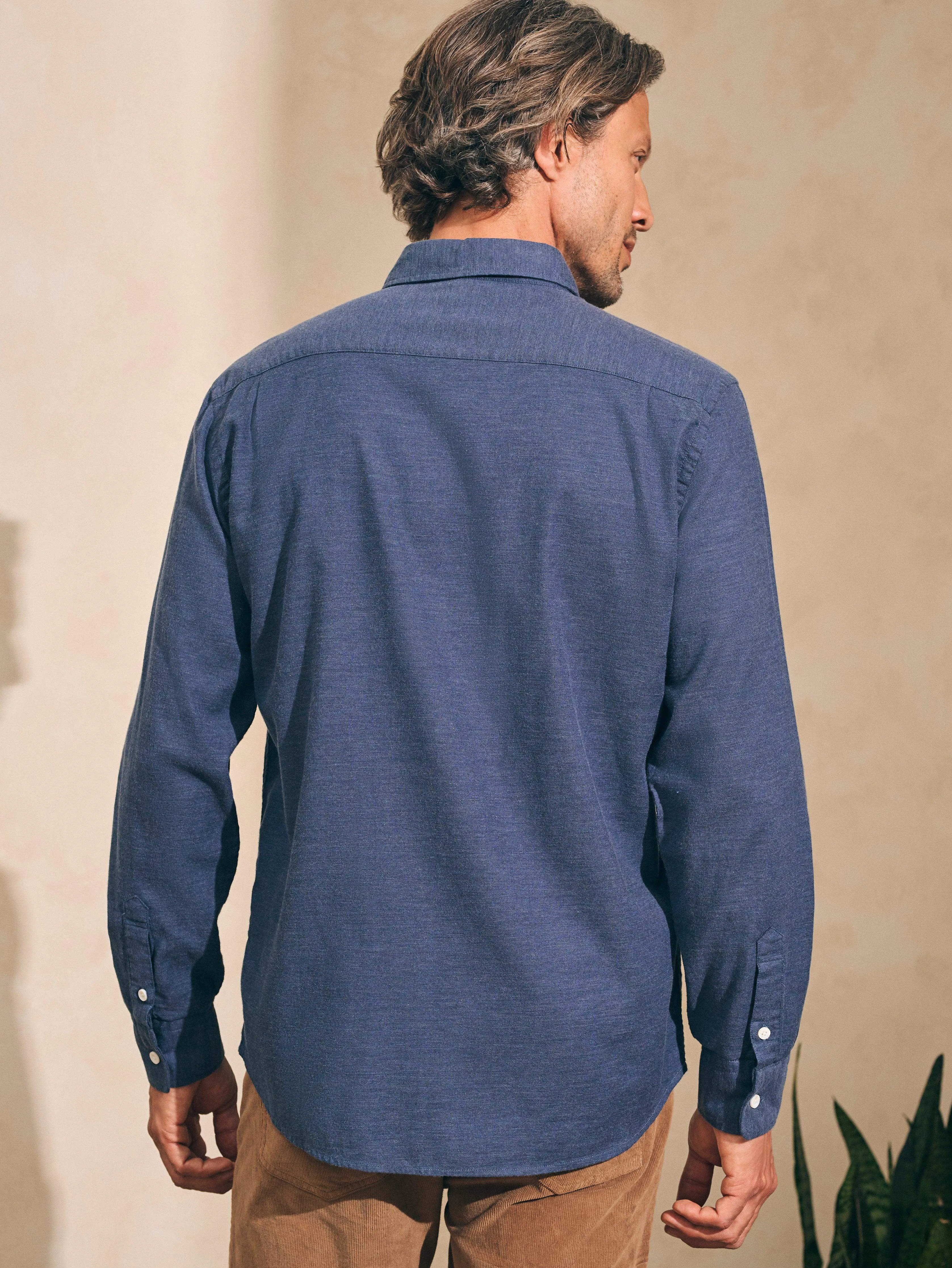 Stretch Oxford Shirt - Navy sold by Faherty product image thumbnail 4