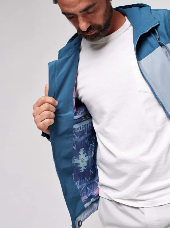 Doug Good Feather Rain Anorak - Blue Water/Grey Smoke sold by Faherty