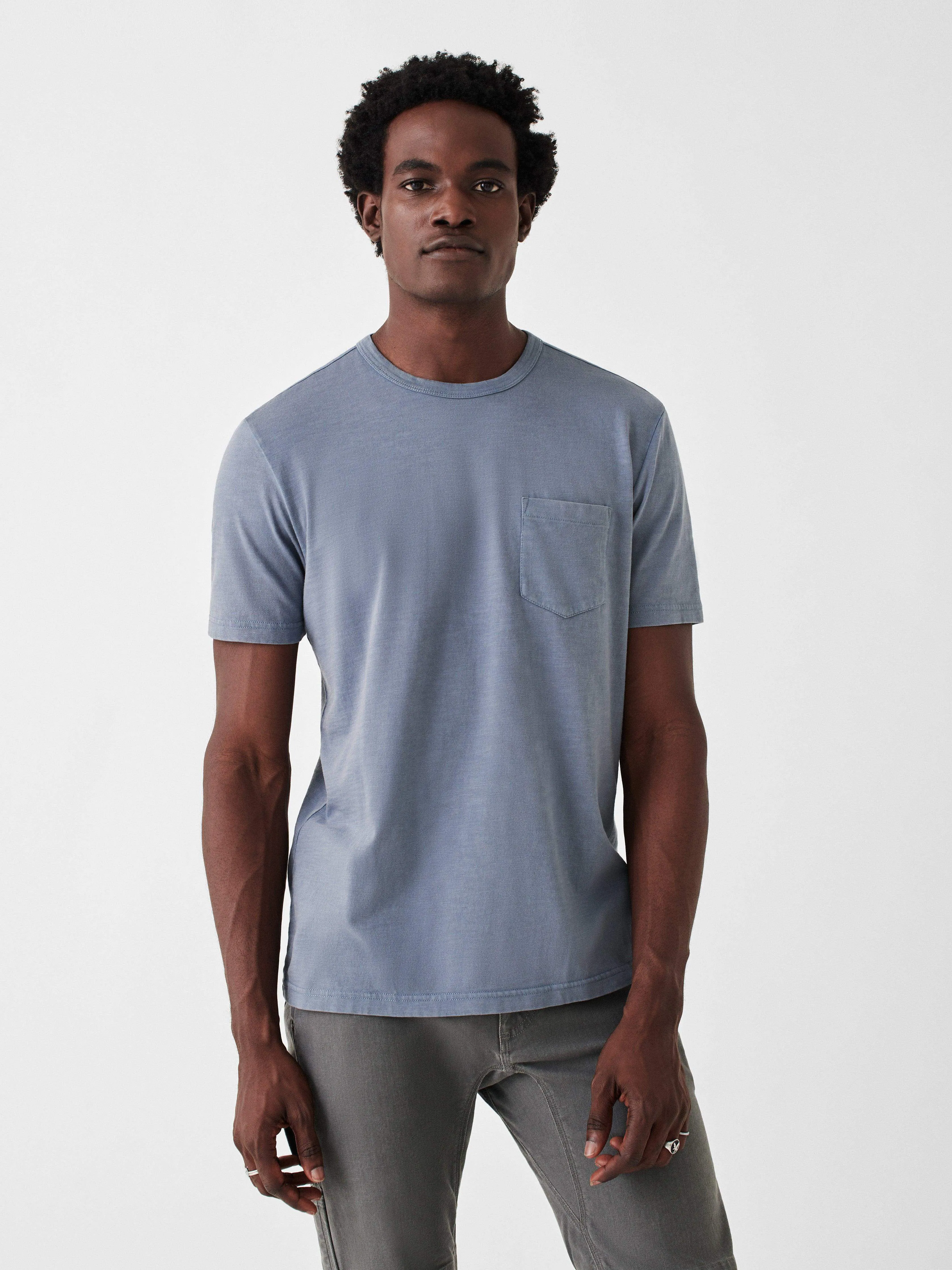 Sunwashed Pocket Tee - Typhoon Blue sold by Faherty