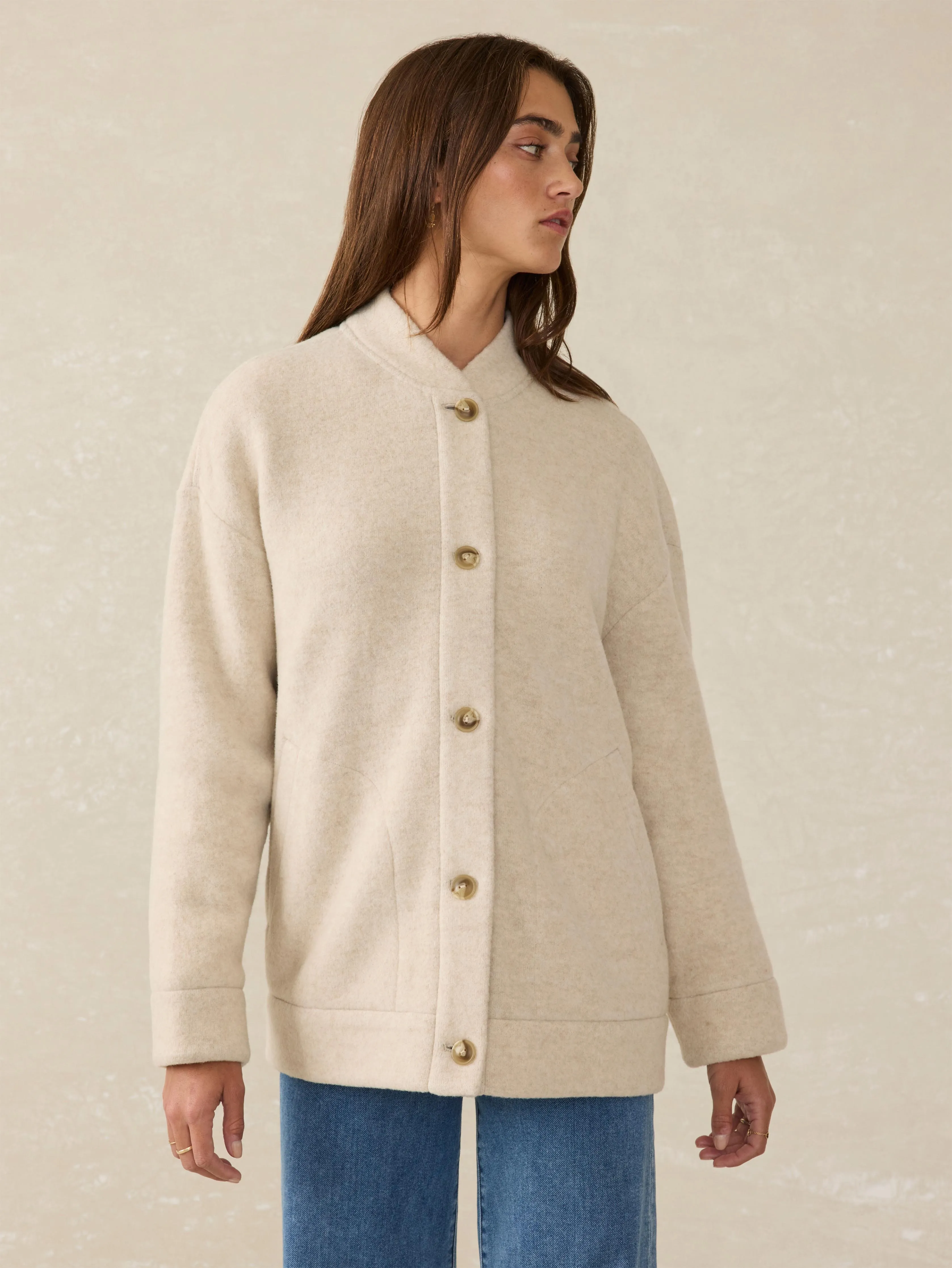 Pacific Knit Jacket - Oat Melange sold by Faherty