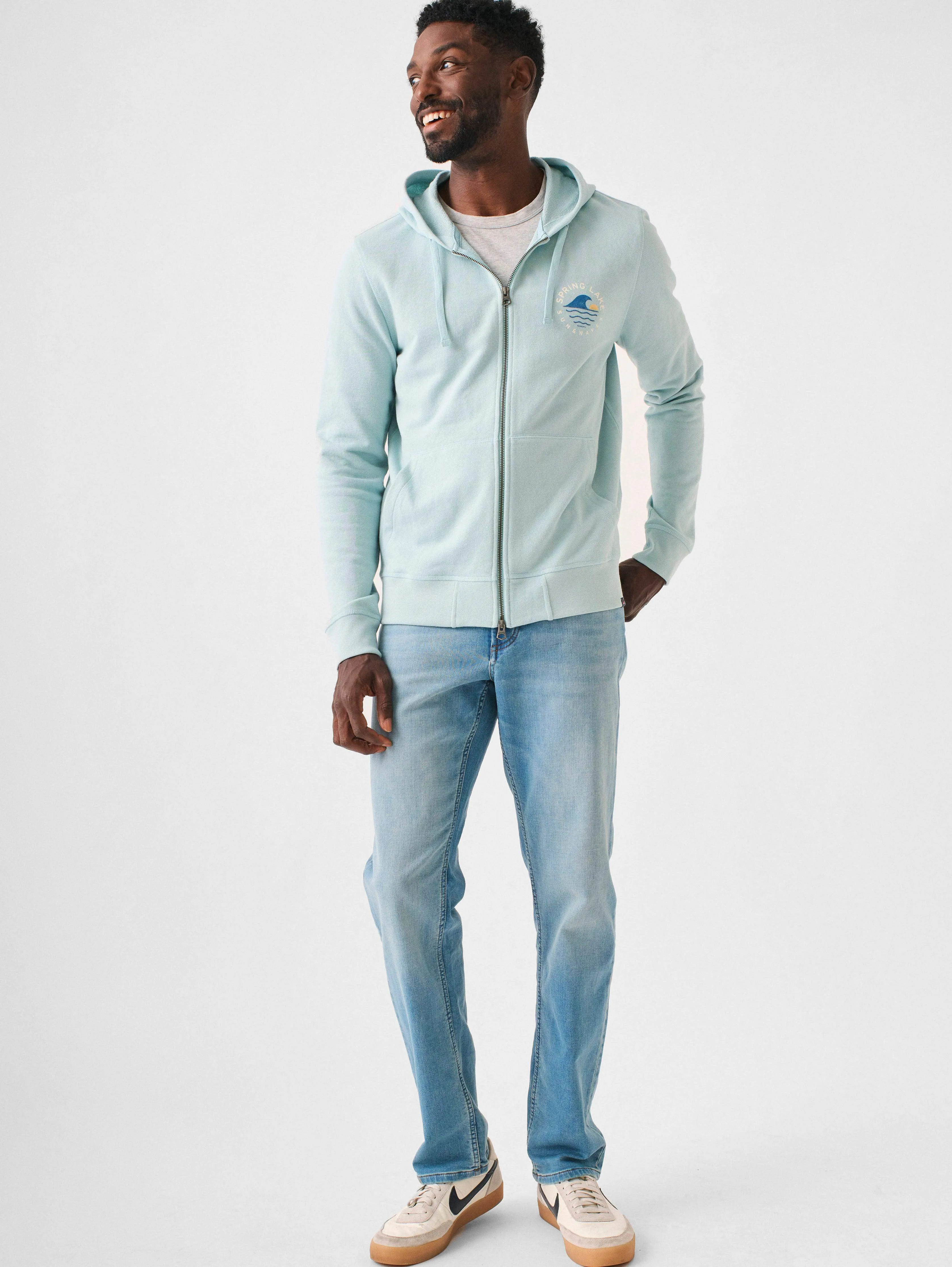 Spring Lake Long-Sleeve Terry Zip Hoodie - Seafoam sold by Faherty product image thumbnail 3