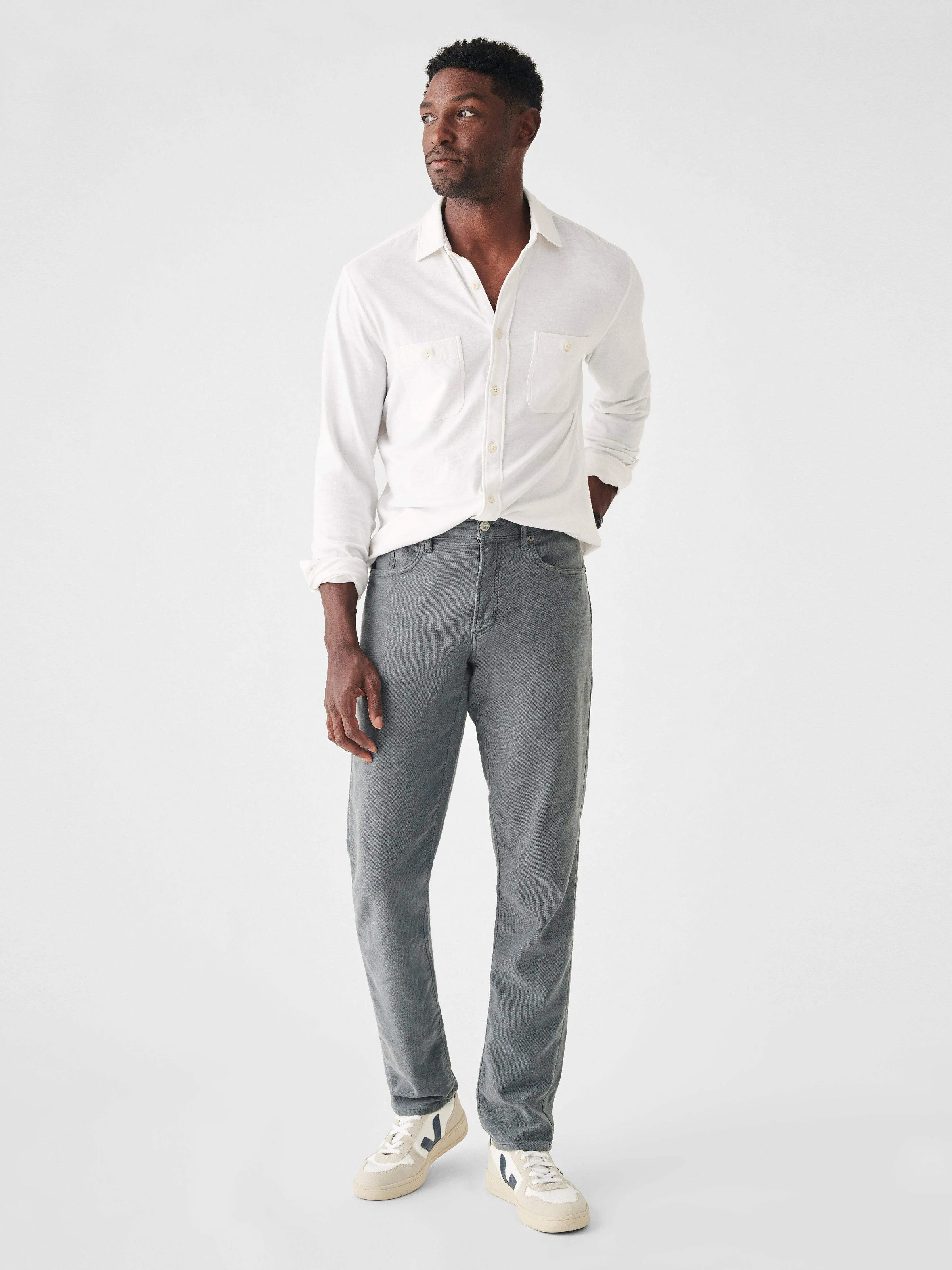 Stretch Terry 5-Pocket Pant (34" Inseam) - Slate sold by Faherty