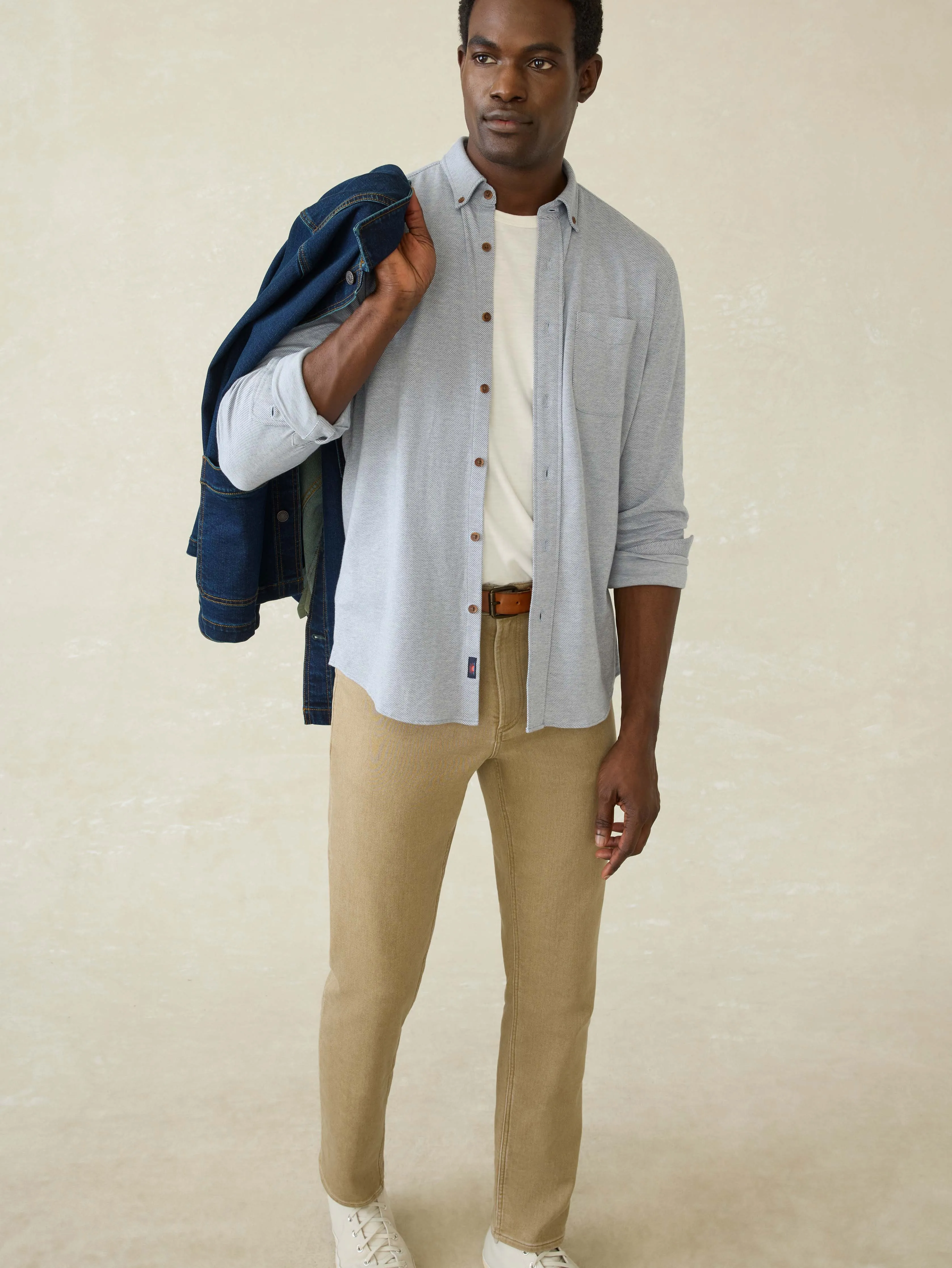 Stretch Terry 5-Pocket Pant - Desert Khaki sold by Faherty product image thumbnail 3