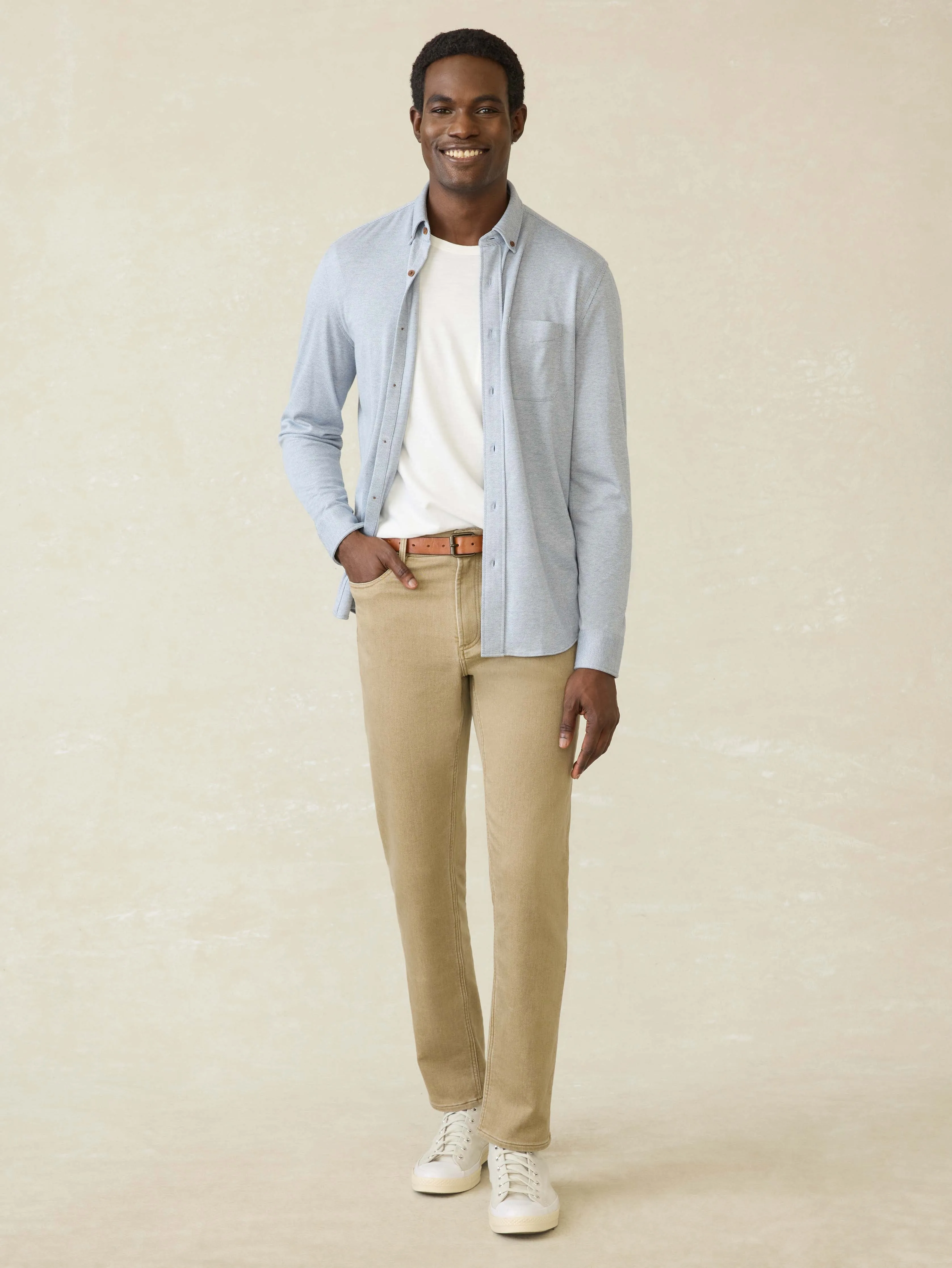 Stretch Terry 5-Pocket Pant - Desert Khaki sold by Faherty product image thumbnail 2