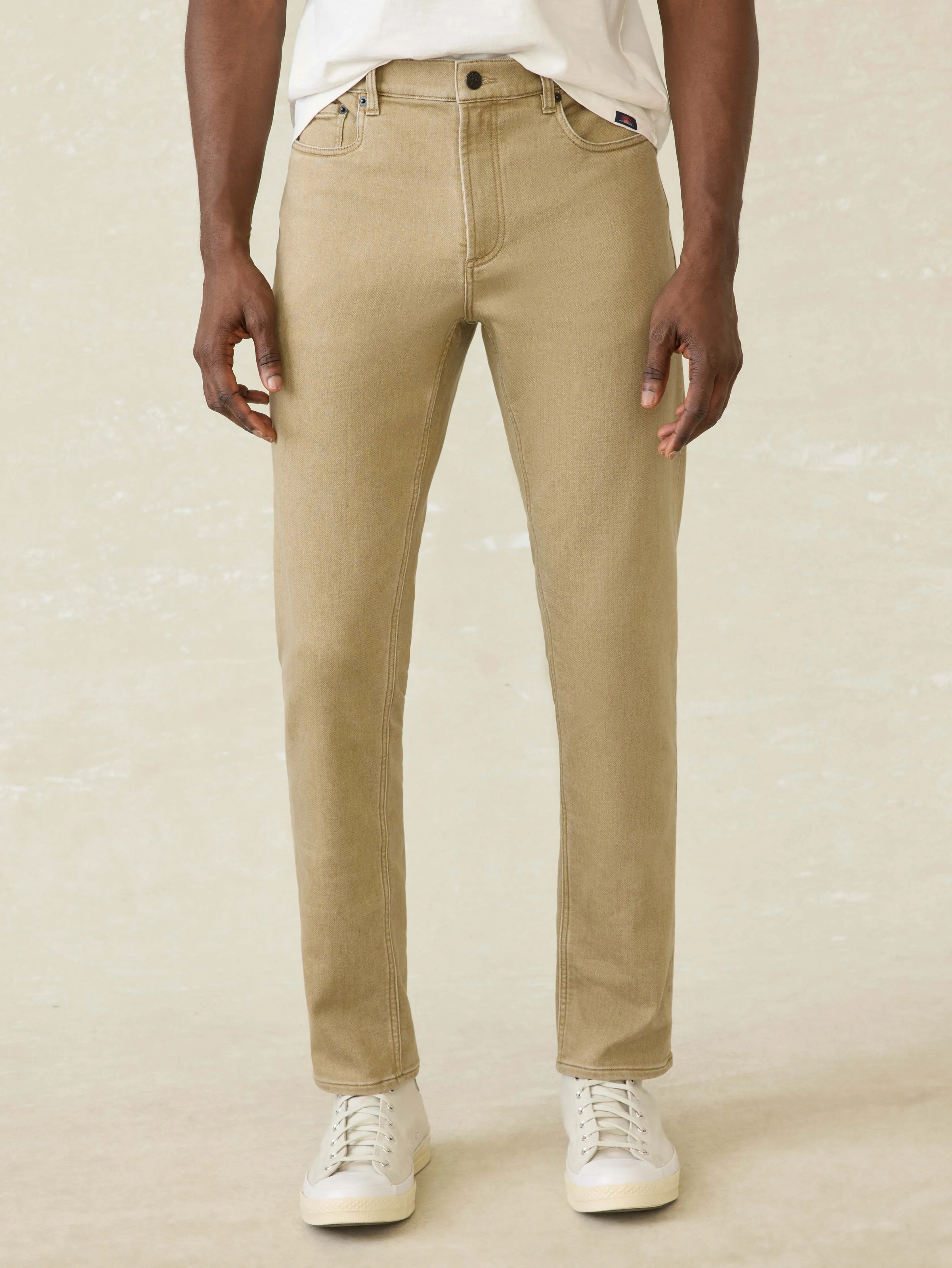 Stretch Terry 5-Pocket Pant - Desert Khaki sold by Faherty