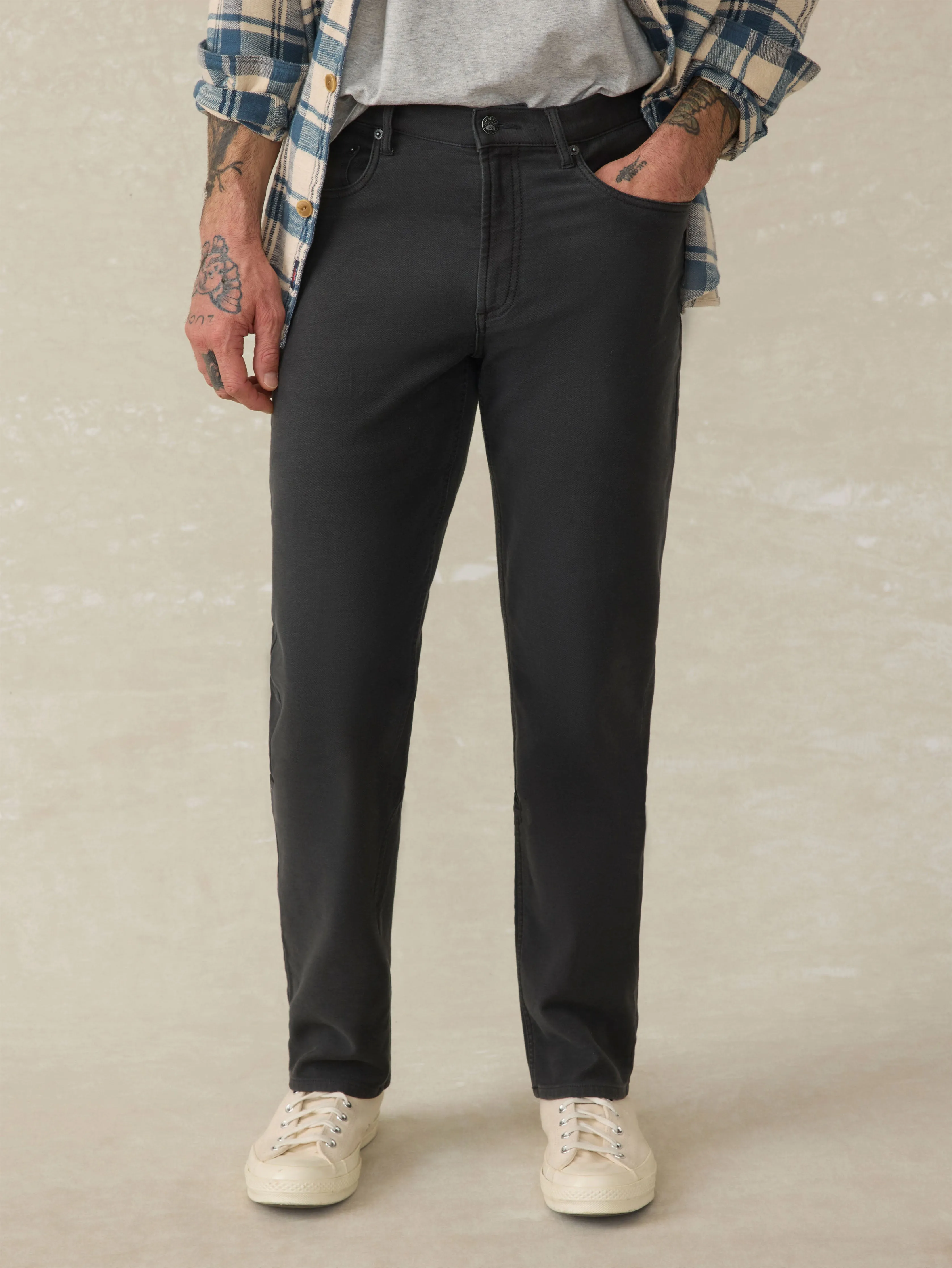 Stretch Terry 5-Pocket Pant - Onyx Black sold by Faherty