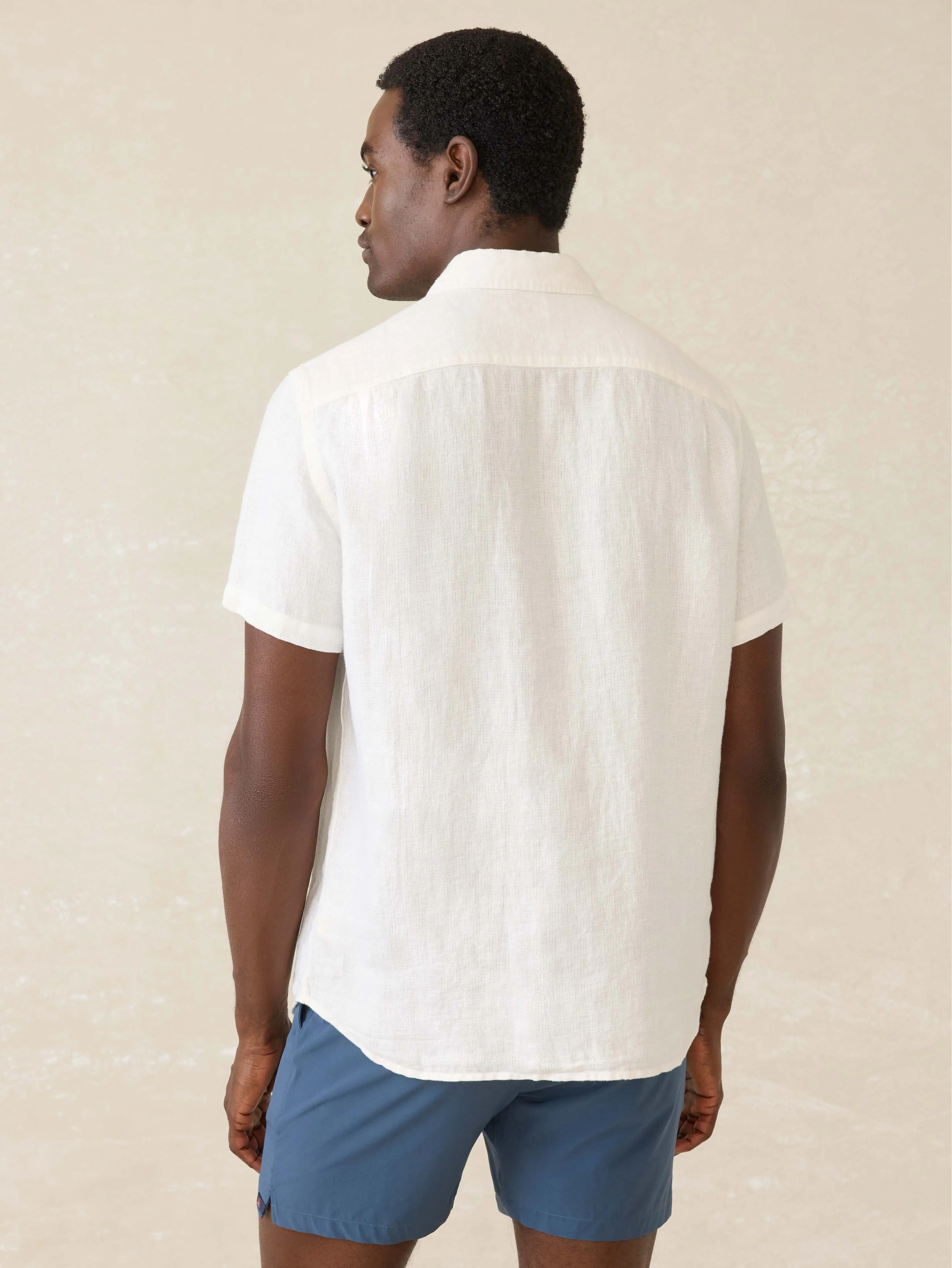 Short Sleeve Mesa Shirt - Bright White Basketweave sold by Faherty product image thumbnail 5