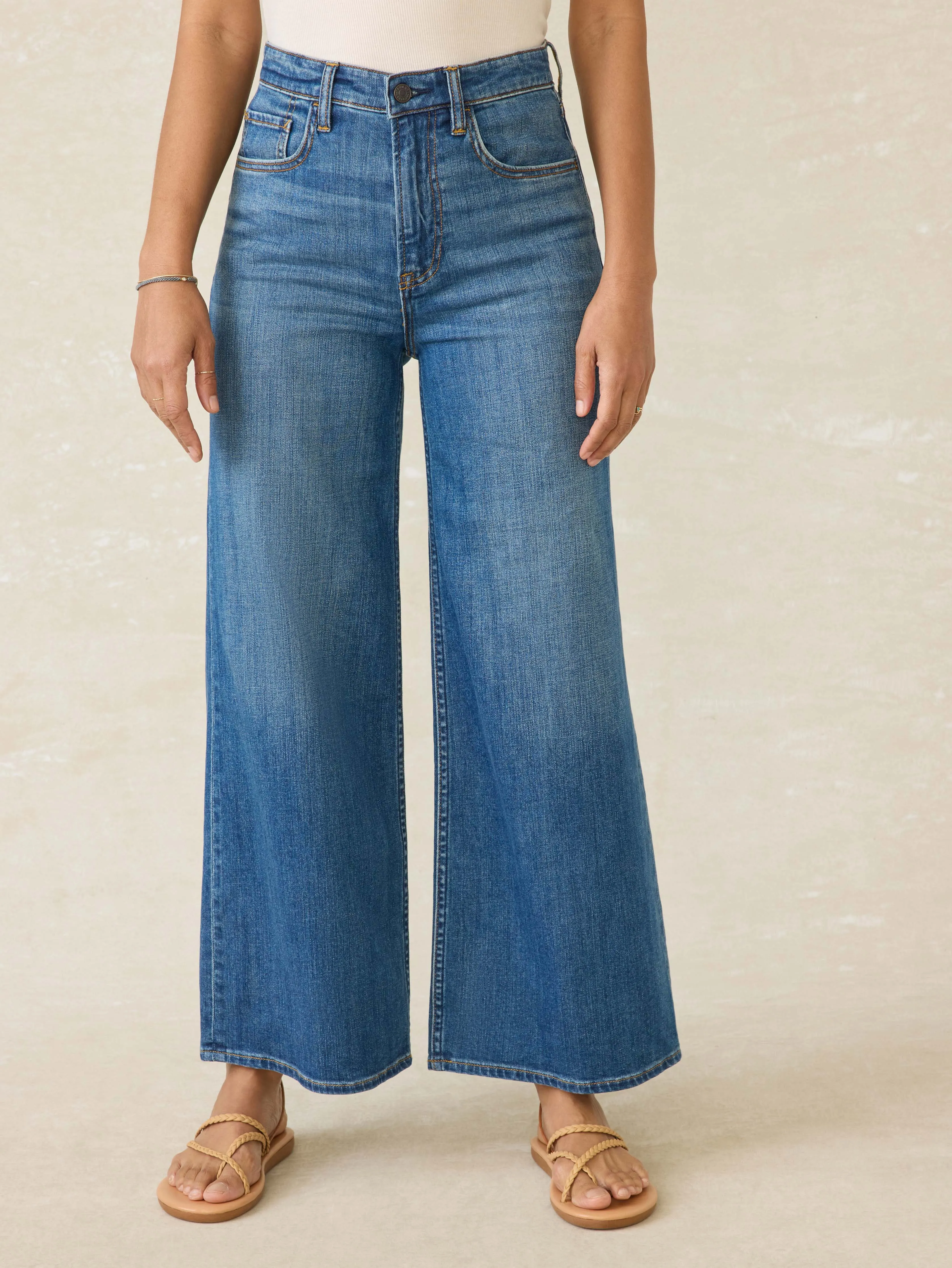 Saturday Denim Wide Leg Ankle - Indigo Coast Wash sold by Faherty