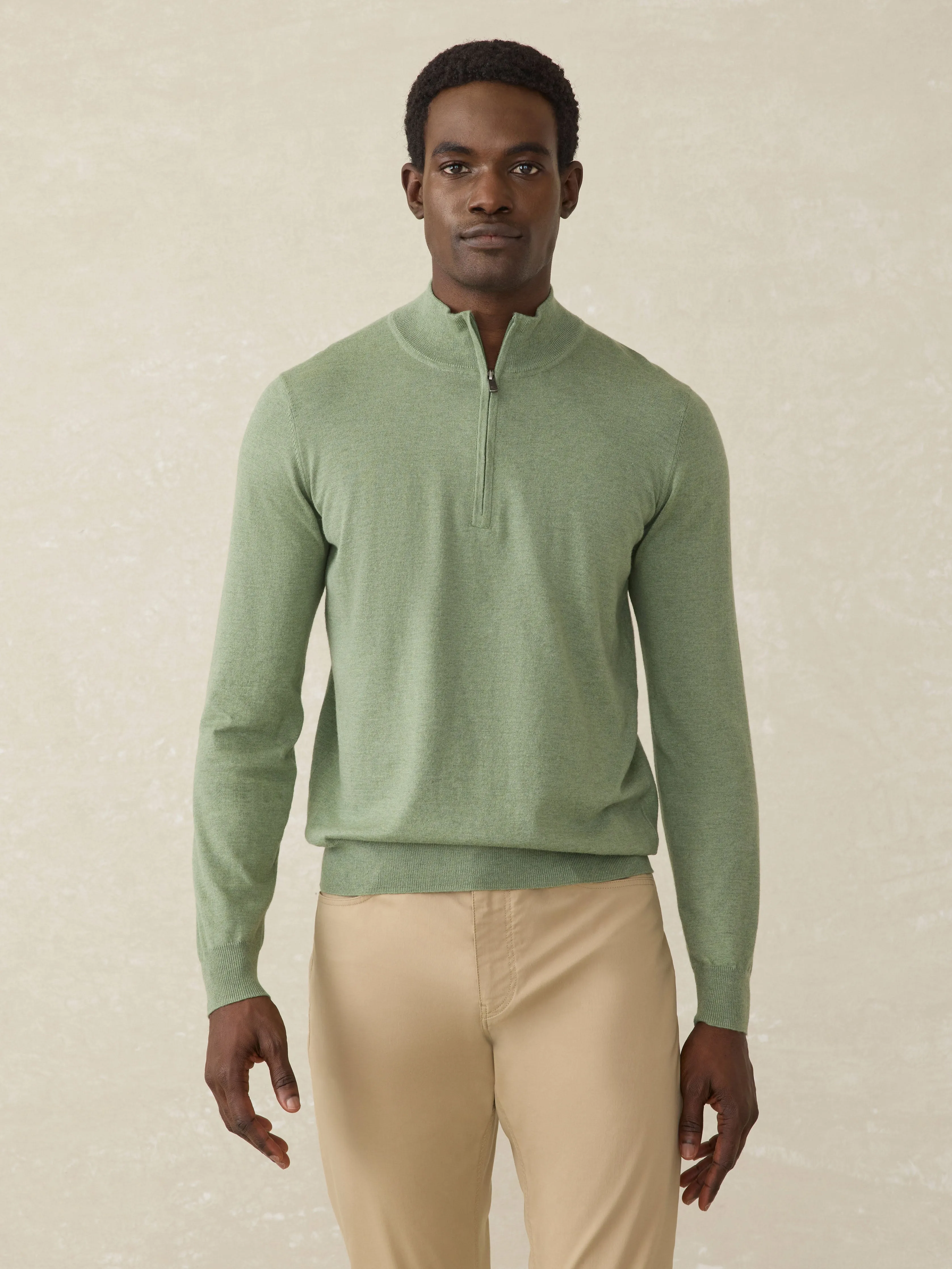 Movement™ Quarter Zip Sweater - Faded Leaf Melange sold by Faherty