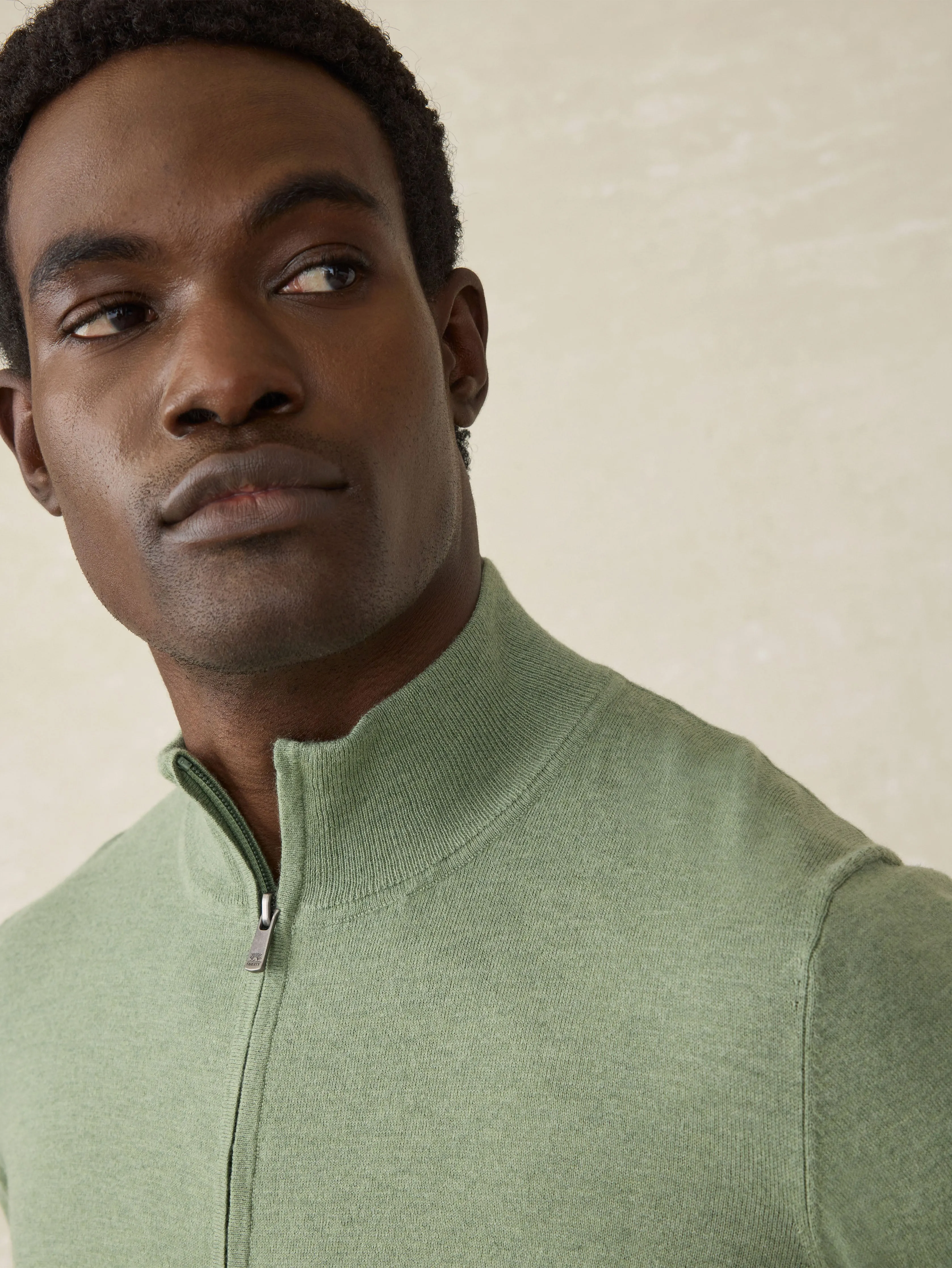 Movement™ Quarter Zip Sweater - Faded Leaf Melange sold by Faherty product image thumbnail 2
