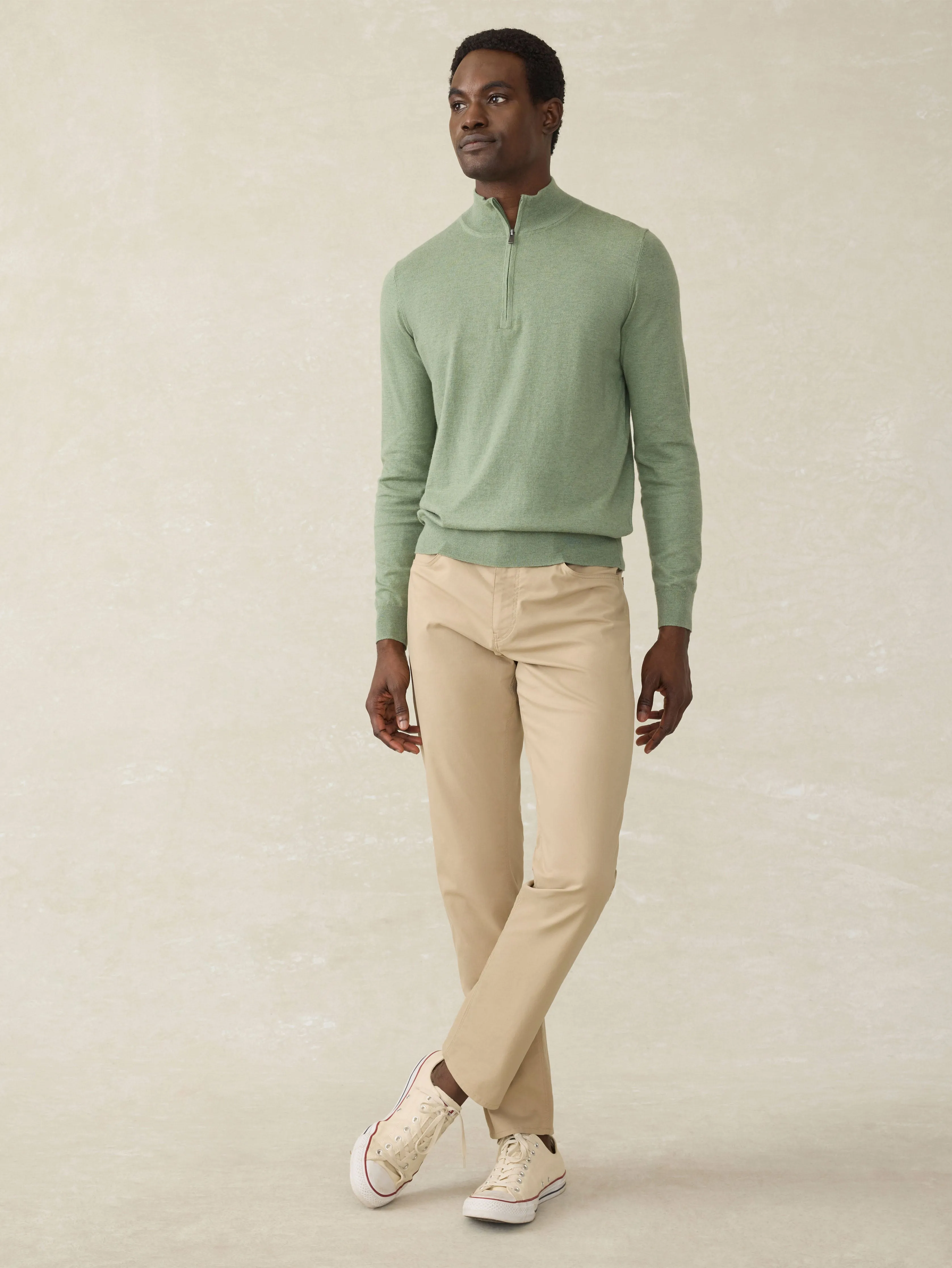 Movement™ Quarter Zip Sweater - Faded Leaf Melange sold by Faherty product image thumbnail 3