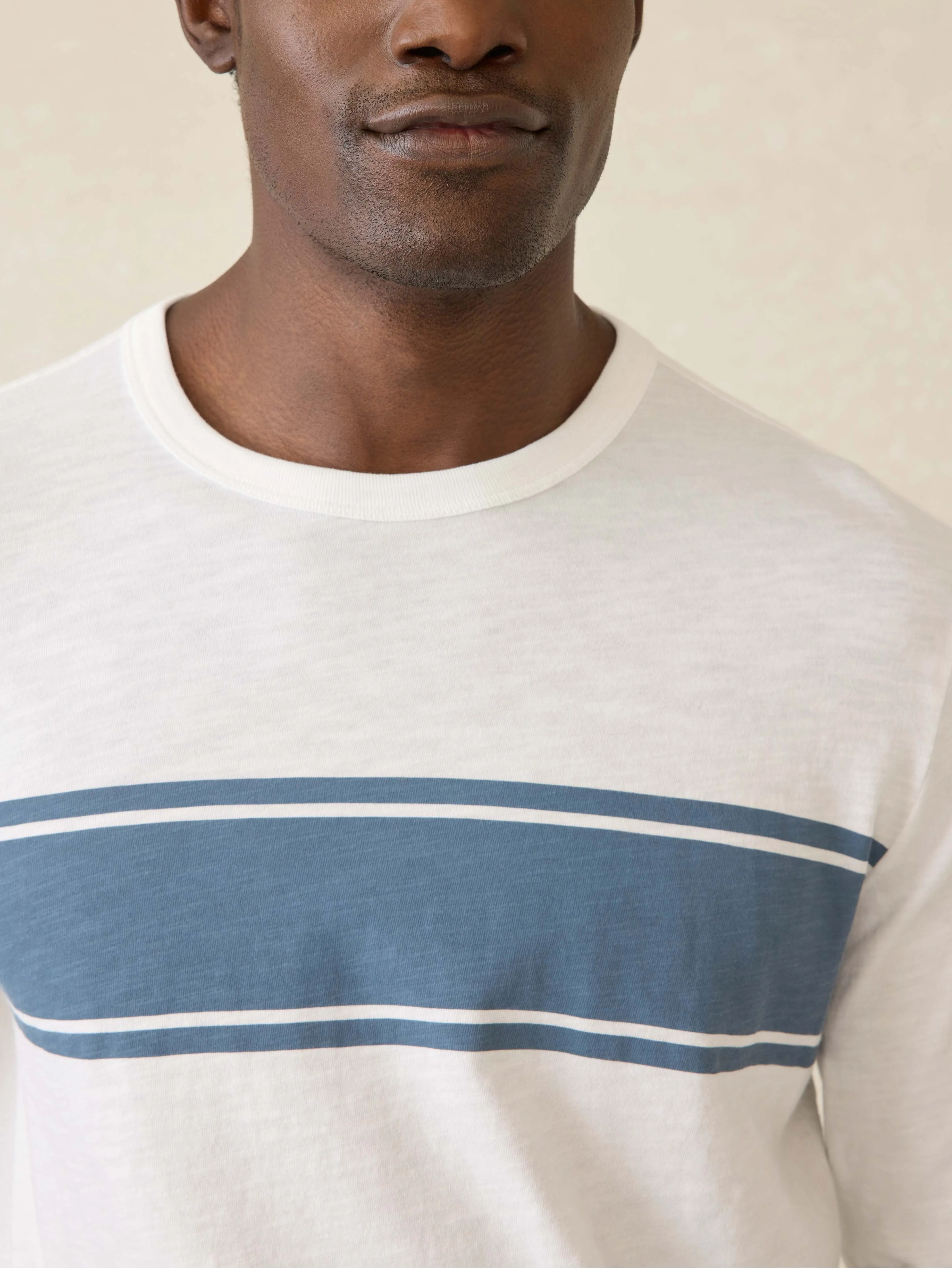 Long-Sleeve Sunwashed Tee - White Surf Stripe sold by Faherty product image thumbnail 2